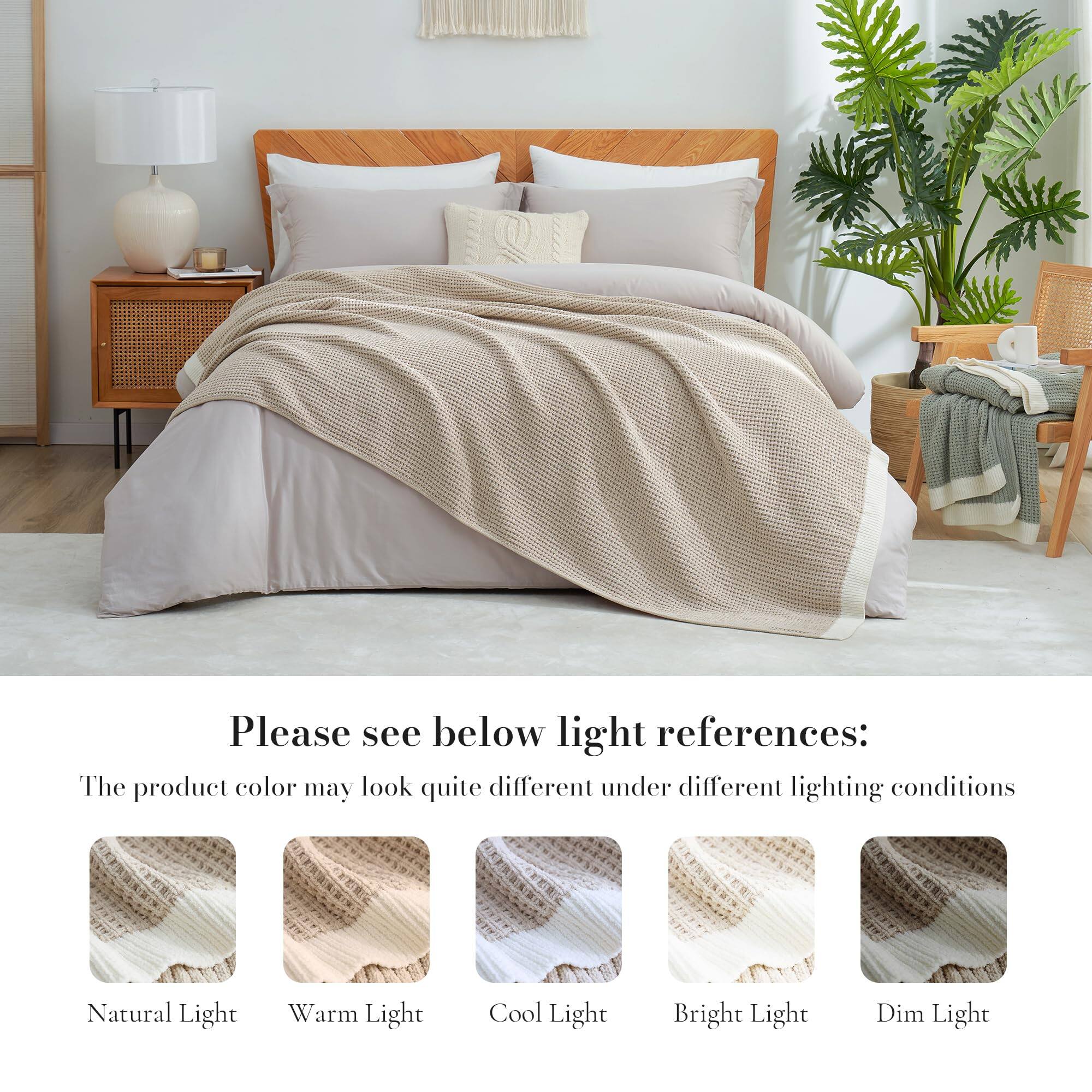 Please see below light references:

The product color may look quite different under different lighting conditions

- Natural Light
- Warm Light
- Cool Light
- Bright Light
- Dim Light