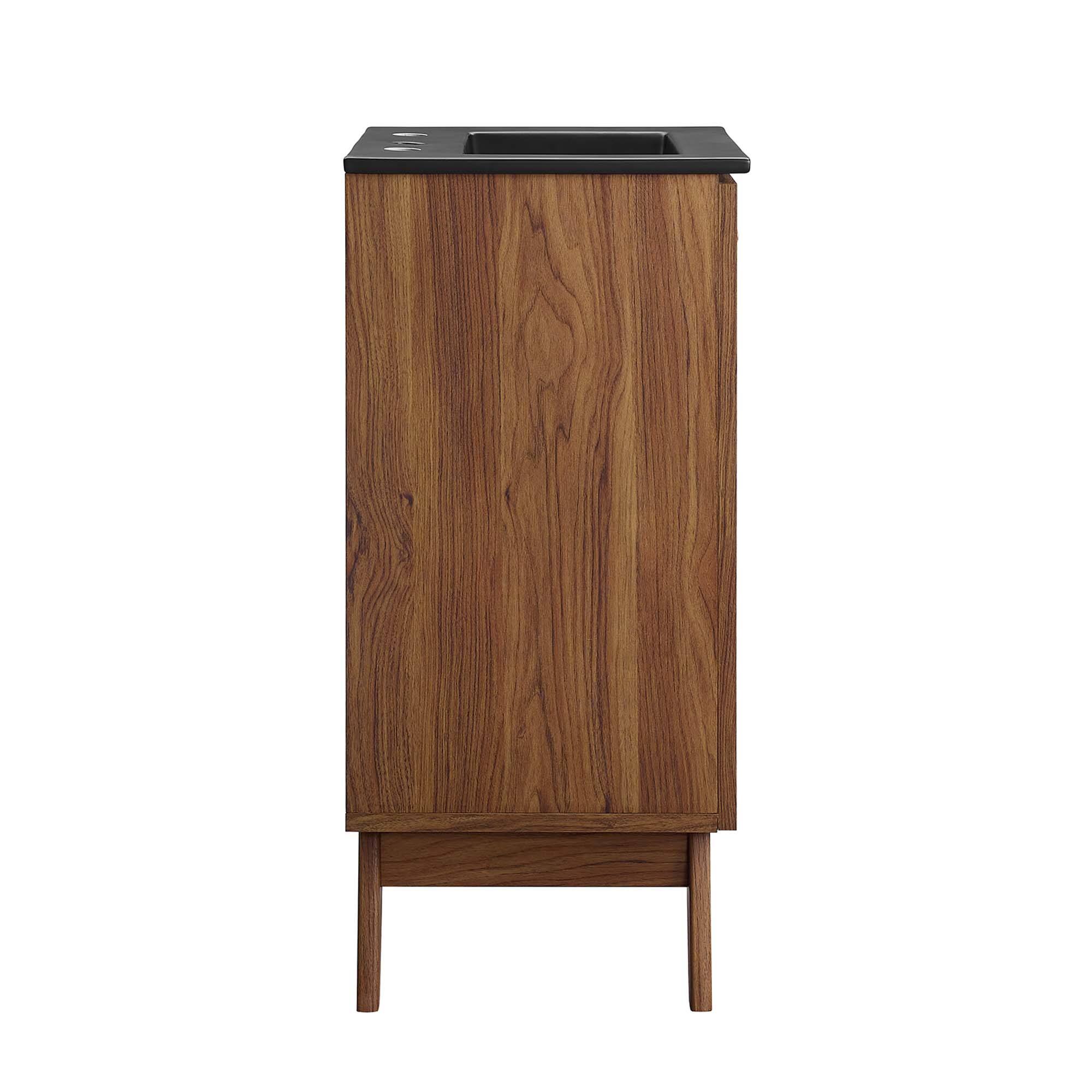 Alt View 4. Modway - Soma Bathroom Vanity with Black Basin Included by Modway - Walnut Black.