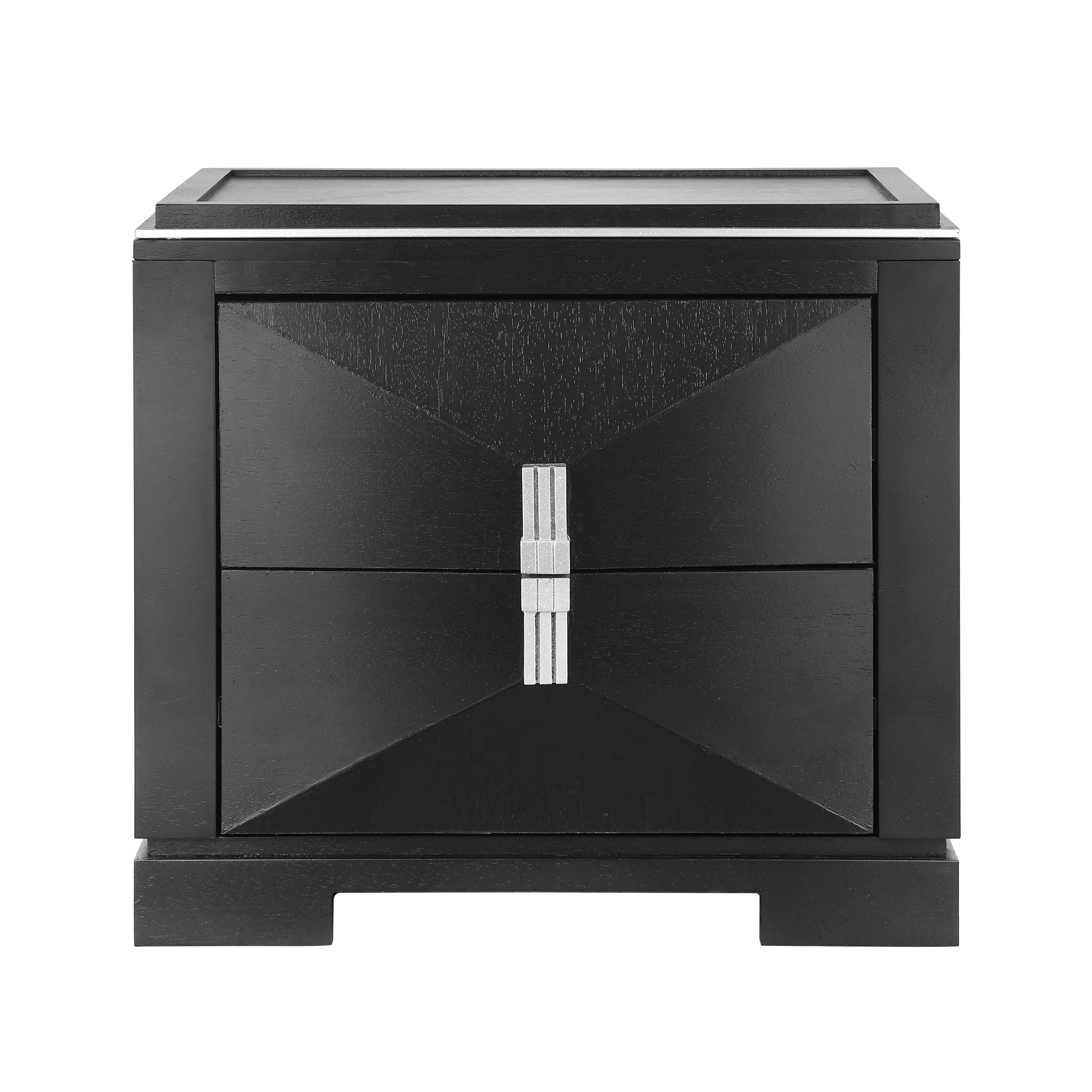 Alt View 1. Whisen - 2-Drawer Nightstand,Bedside Table with Diamond Pattern and Heavy-Duty Base - Black.