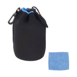 Unique Bargains - Lens Pouch, 4"x6" Drawstring Plush Neoprene Case for DSLR Gear - Black