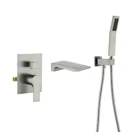 Boyel Living - Single-Handle Wall Mount Roman Tub Faucet with Hand Shower - Brushed Nickel