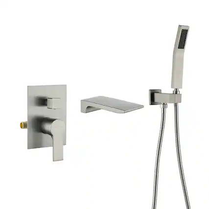 Front. Boyel Living - Single-Handle Wall Mount Roman Tub Faucet with Hand Shower in Brushed Nickel - Brushed Nickel.