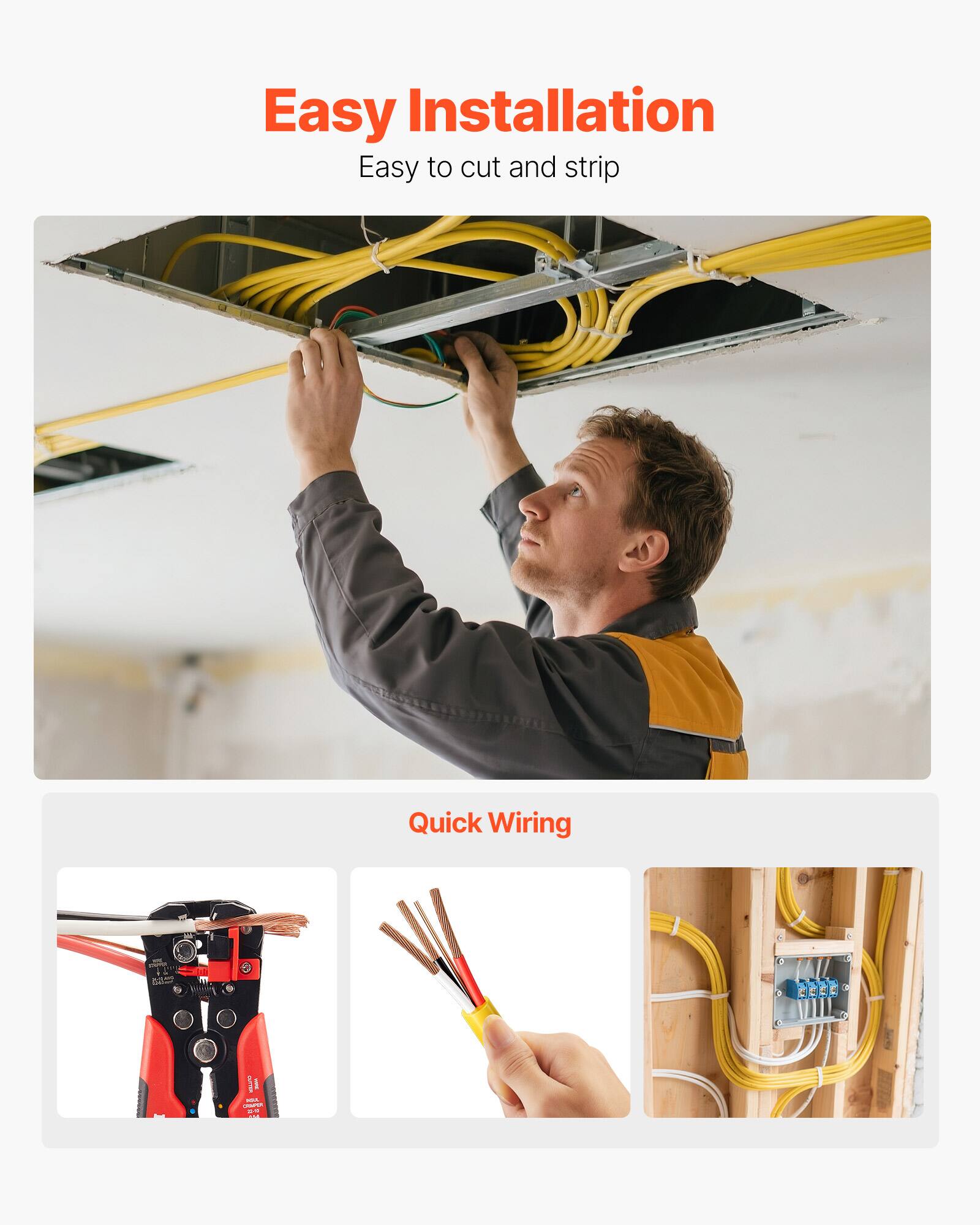 Easy Installation  
Easy to cut and strip  

Quick Wiring