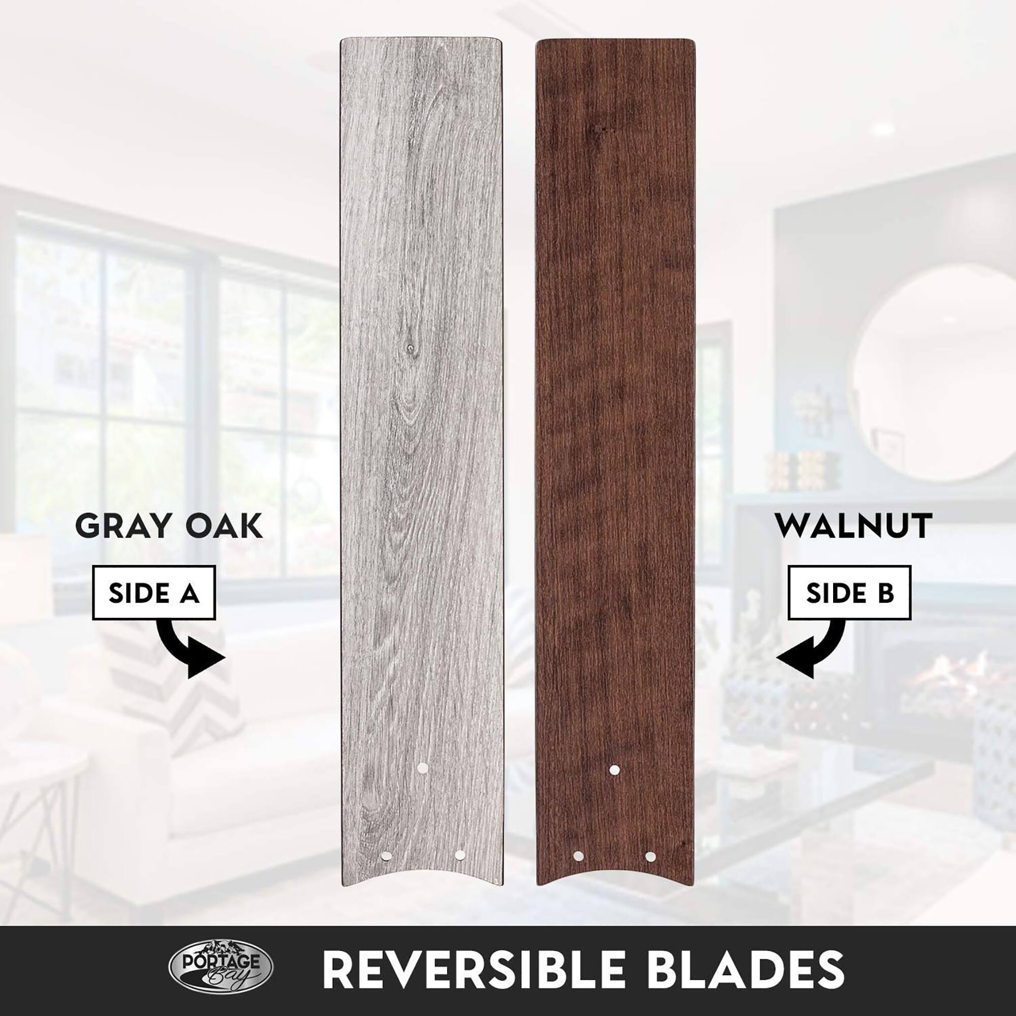 GRAY OAK WALNUT SIDE A SIDE B O PORTAGE Bat REVERSIBLE BLADES