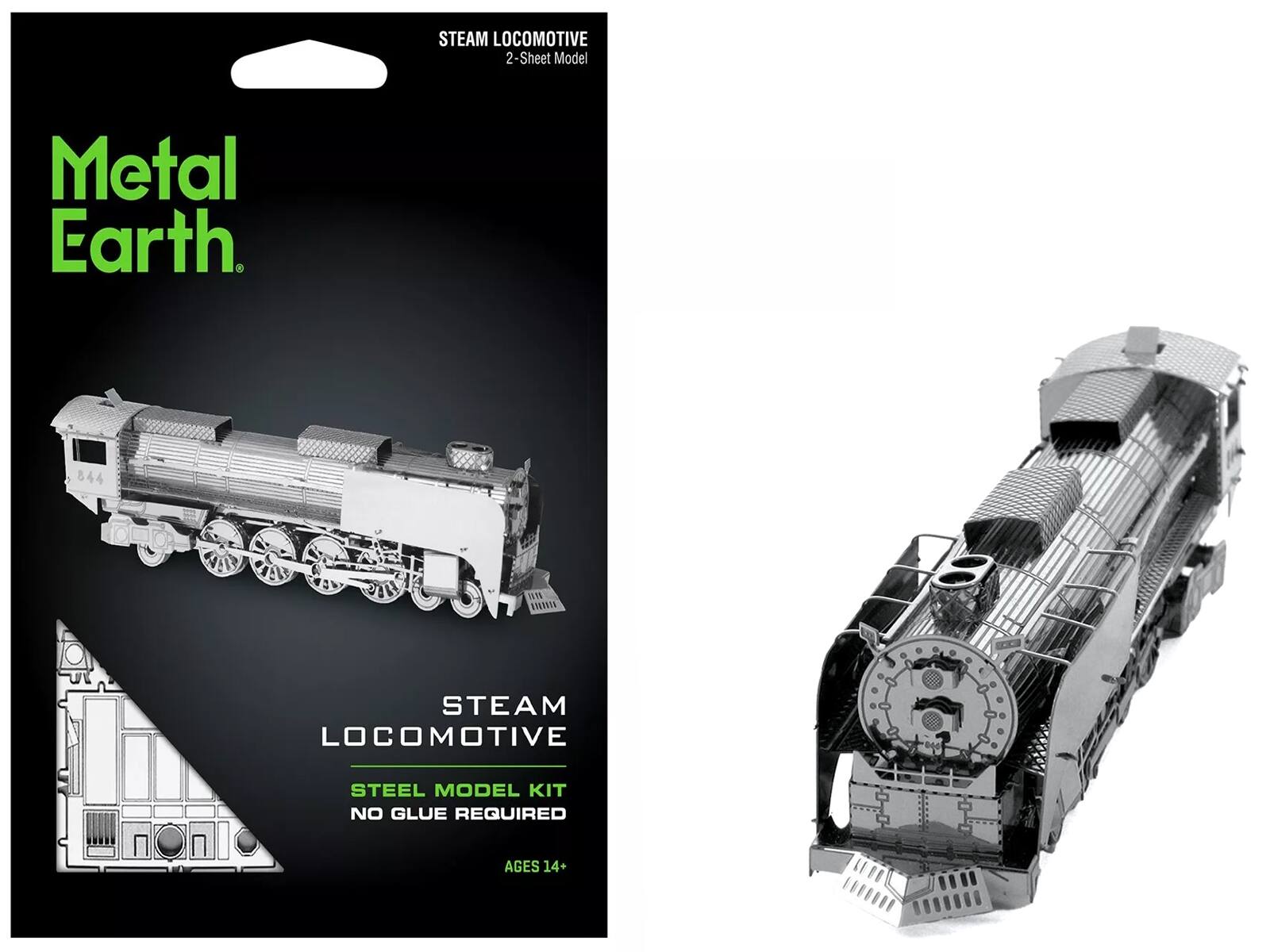 Metal Earth

STEAM LOCOMOTIVE  
2-Sheet Model

STEAM LOCOMOTIVE  
STEEL MODEL KIT  
NO GLUE REQUIRED  
AGES 14+