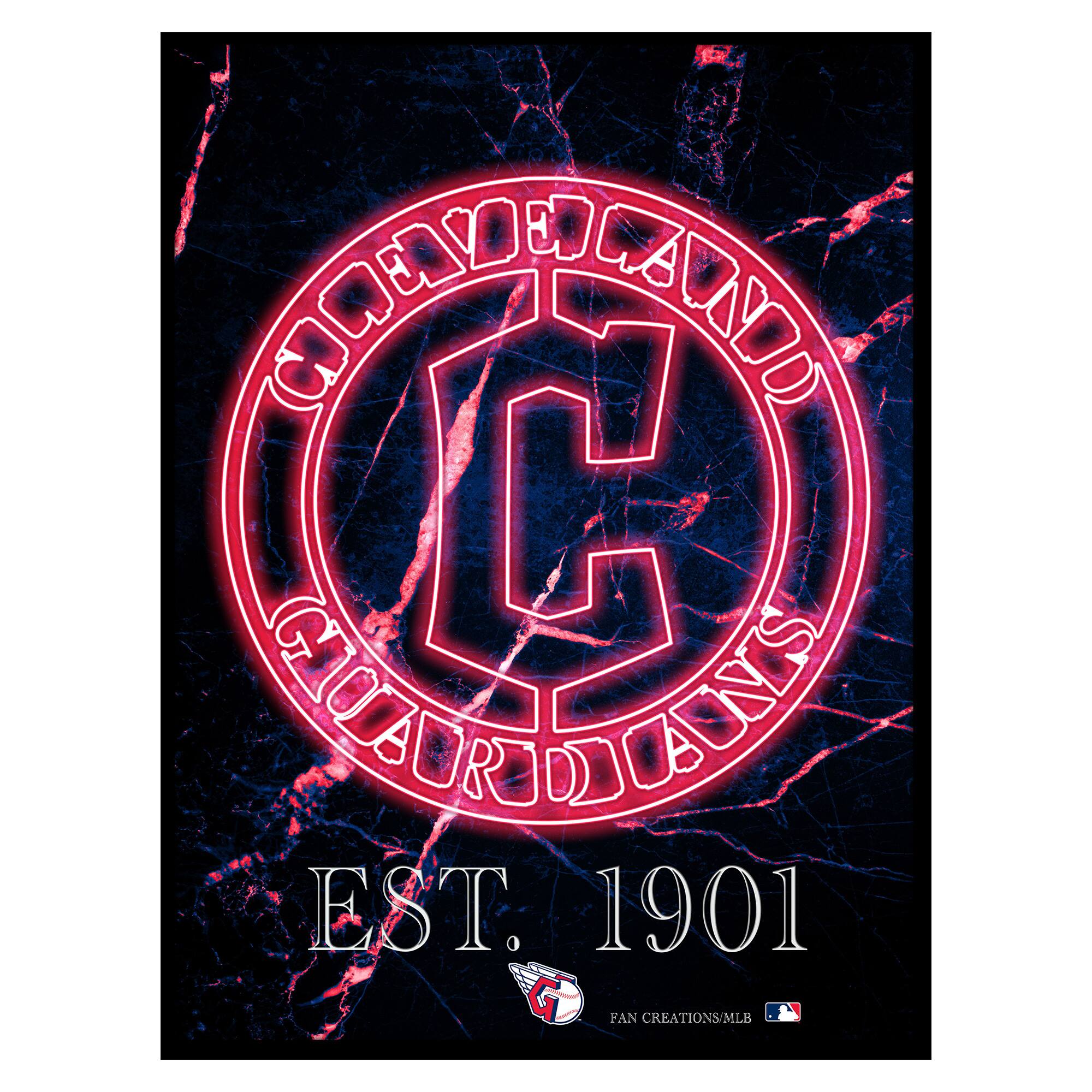 Black Cleveland Guardians 12'' x 16'' Framed Circle Logo Print