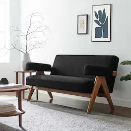 Lyra Boucle Fabric Loveseat by Modway - Black