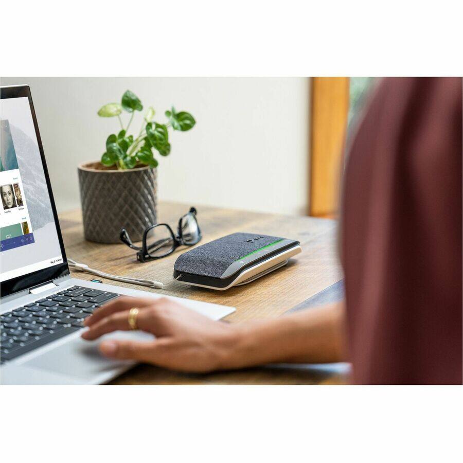 Alt View 3. HP - Poly Sync 20+ Microsoft Teams Certified USB-A Speakerphone - Wired/Wireless Bluetooth - Microsoft Teams - 3 x - Silver.