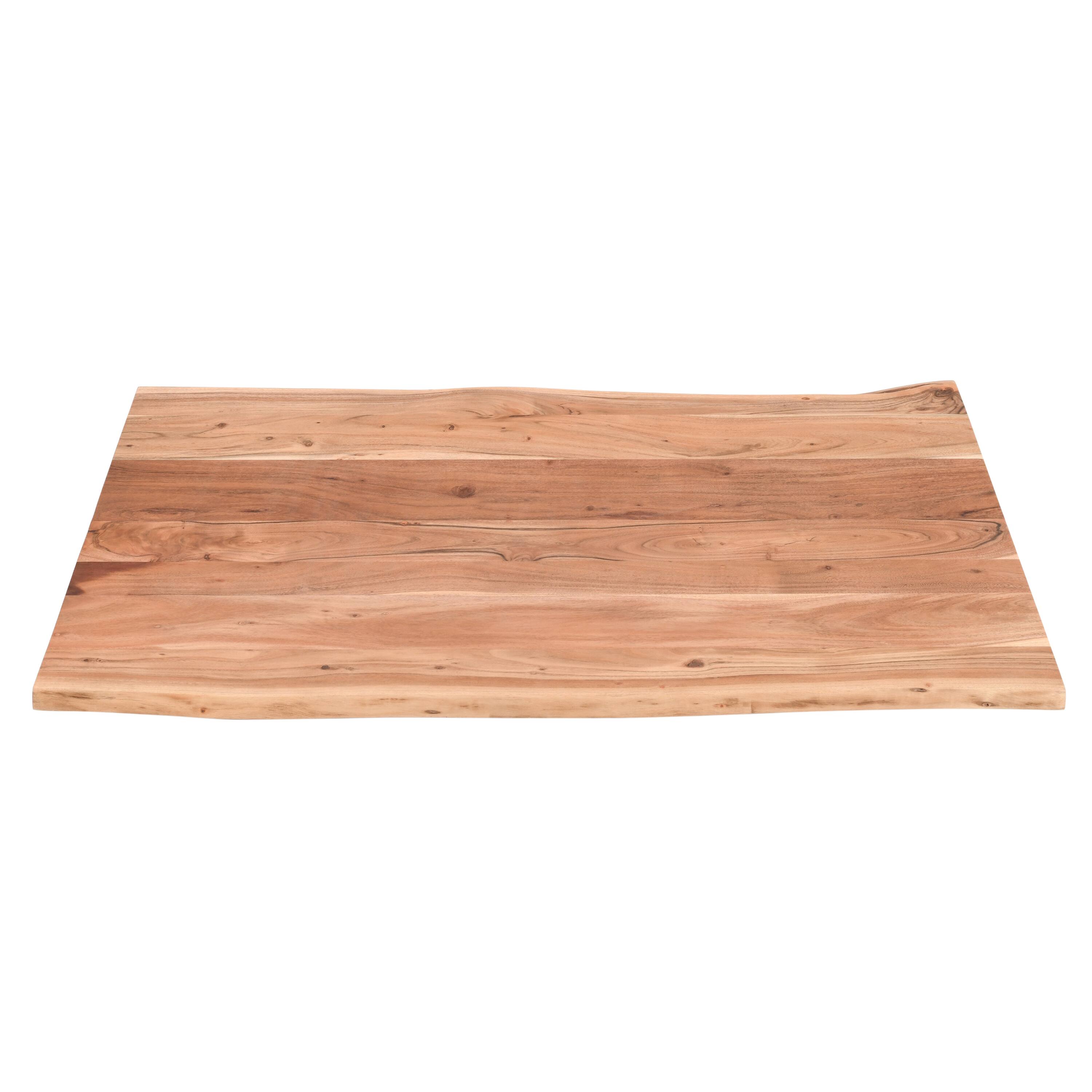 Alt View 4. Manhattan Lane - 45 Inch Acacia Wood Rectangular Coffee Table, Live Edge Details, Black Powder Coated Metal Sled Base - Natural Brown and Black.