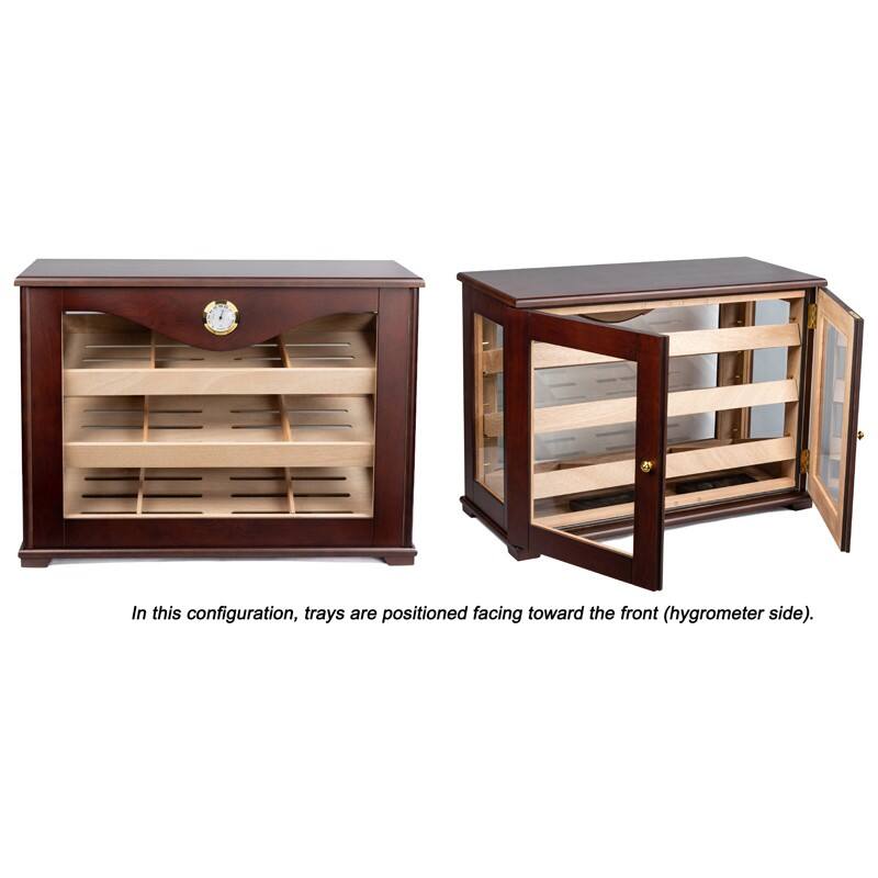 In this configuration, trays are positioned facing toward the front (hygrometer side).