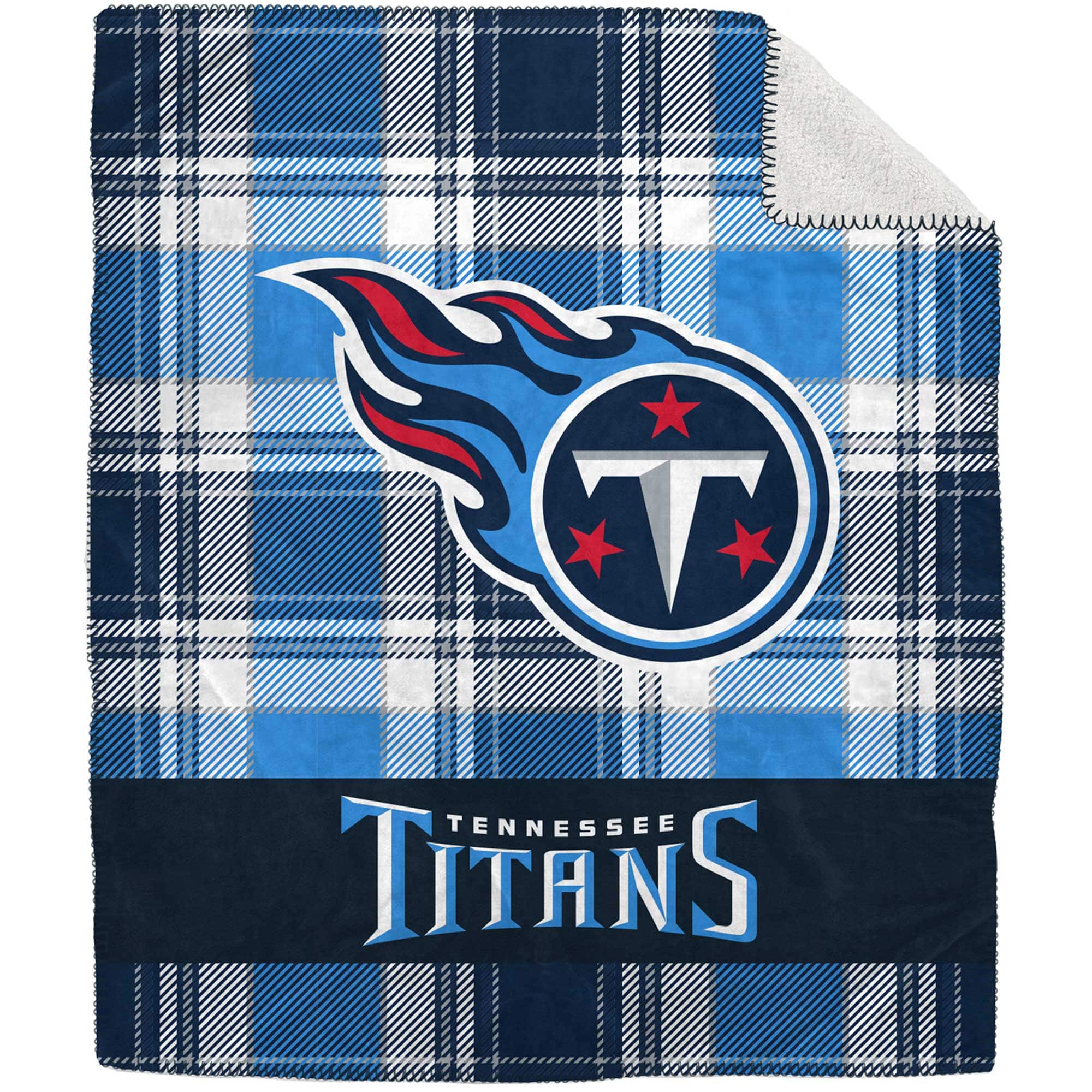 Pegasus - Tennessee Titans 50" x 60" Plaid Flannel Sherpa Plush Blanket - Multicolor