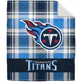 Pegasus - Tennessee Titans 50" x 60" Plaid Flannel Sherpa Plush Blanket - Multicolor