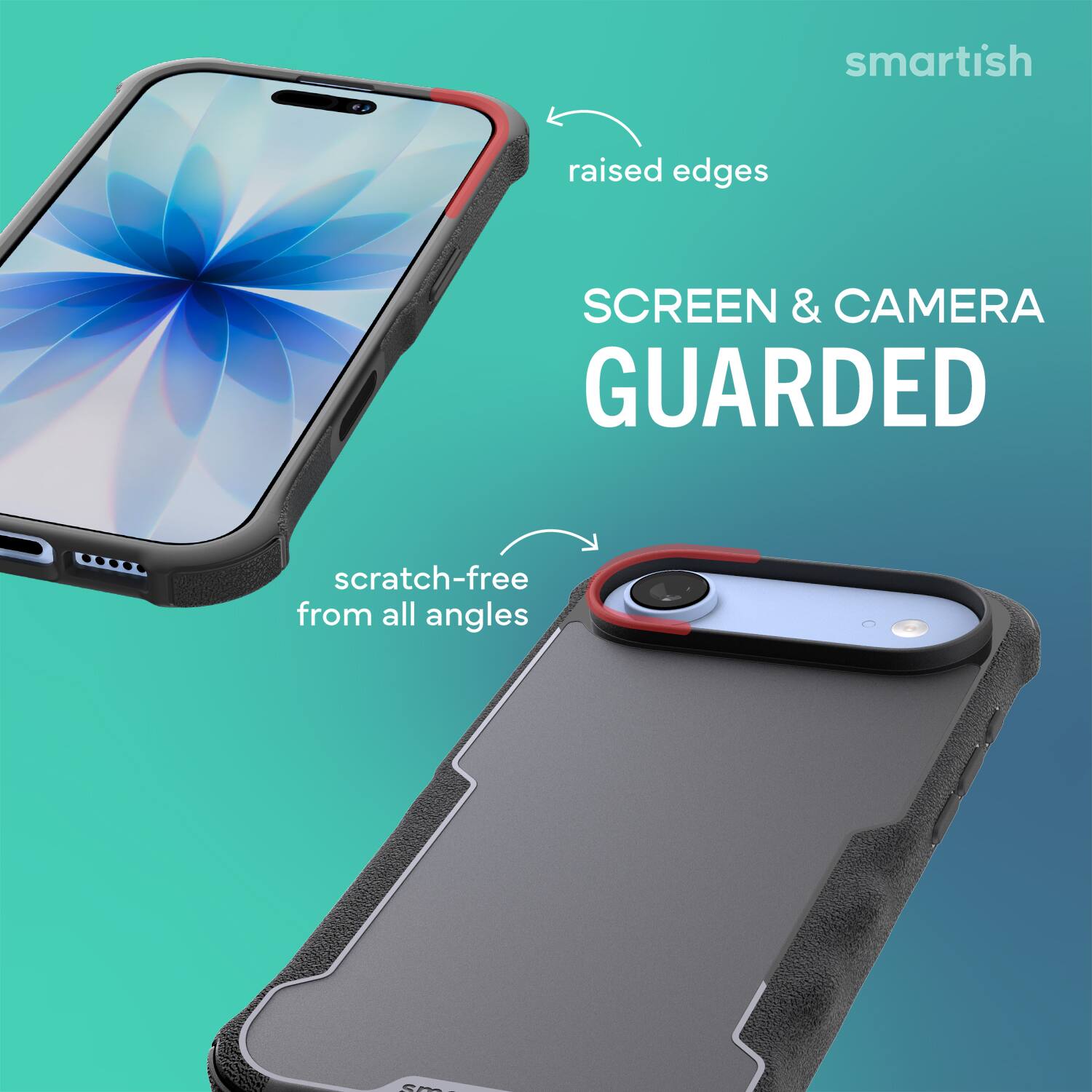 smartish raised edges SCREEN & CAMERA GUARDED scratch-free from all angles
