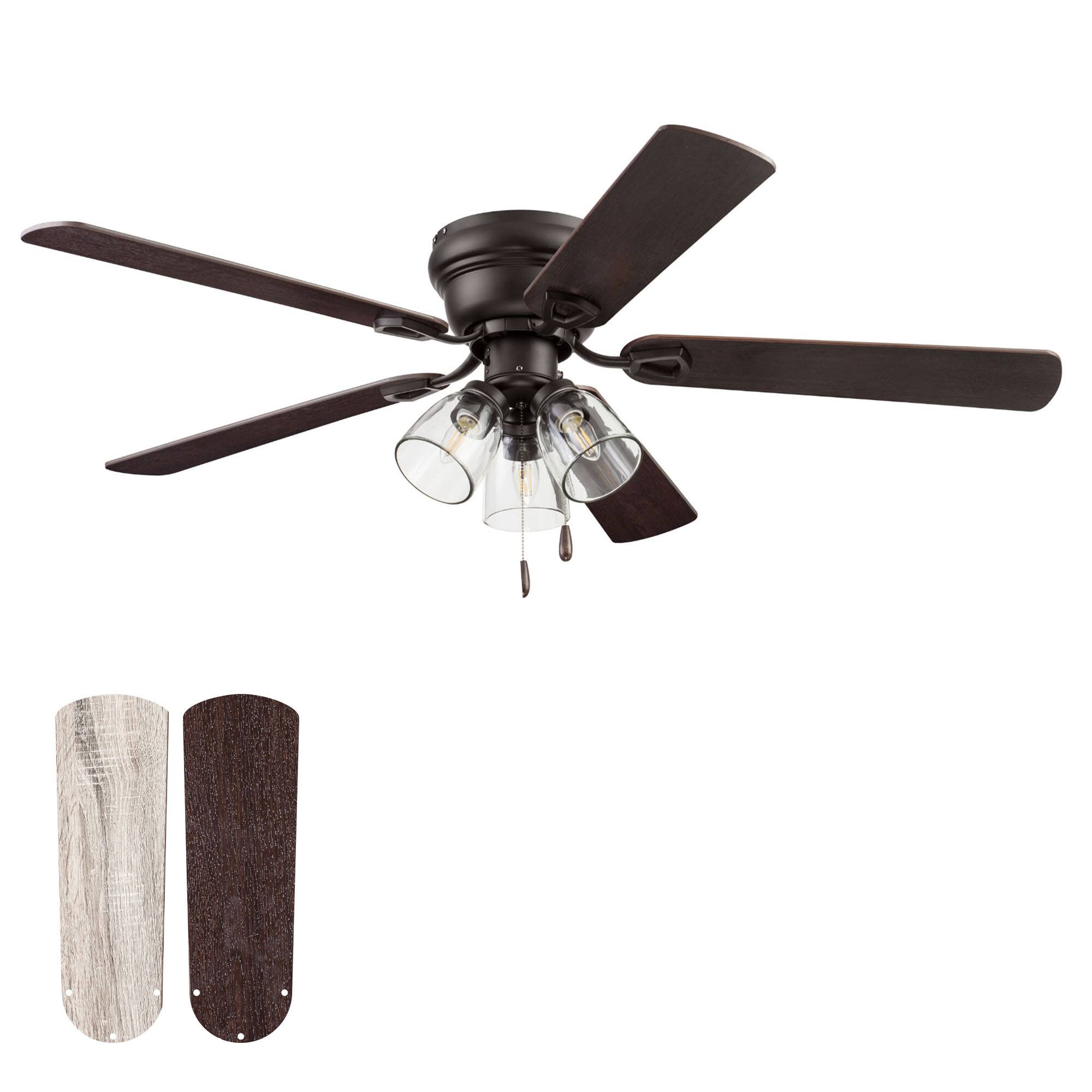 Portage Bay - Renton Ceiling Fan with Quiet, Reversible Motor, 52 Inch, Bronze - Espresso