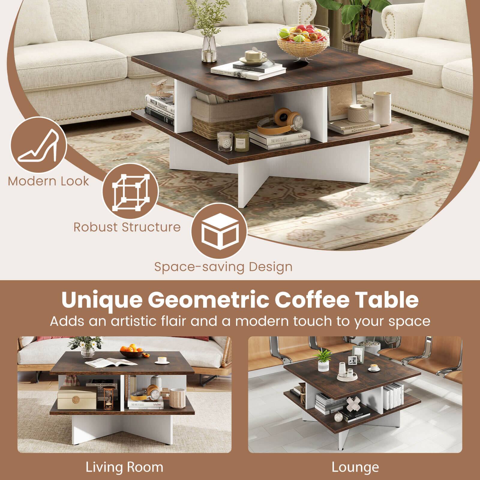 **Modern Look**  
**Robust Structure**  
**Space-saving Design**

**Unique Geometric Coffee Table**  
Adds an artistic flair and a modern touch to your space

**Living Room**  
**Lounge**