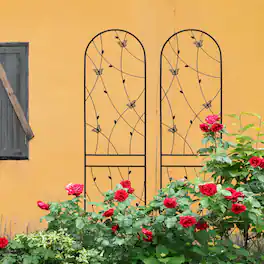Loheer - Rustproof Metal Garden Trellis 2 Pack 7.23 x 1.64 ft Plant Support for Climbing Flowers - Black