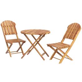 Resenkos - Foldable Outdoor Bistro Set, Two Chairs And A Coffee Table, Acacia Wood, Finish - Natural Wood
