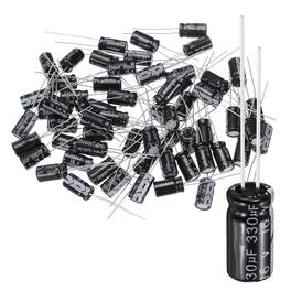 Unique Bargains - 330uF 16V 6x12mm Electrolytic Capacitor, 105C High Temp Radial Leads, for TVs/LCDs/VCD, 60pcs - Black