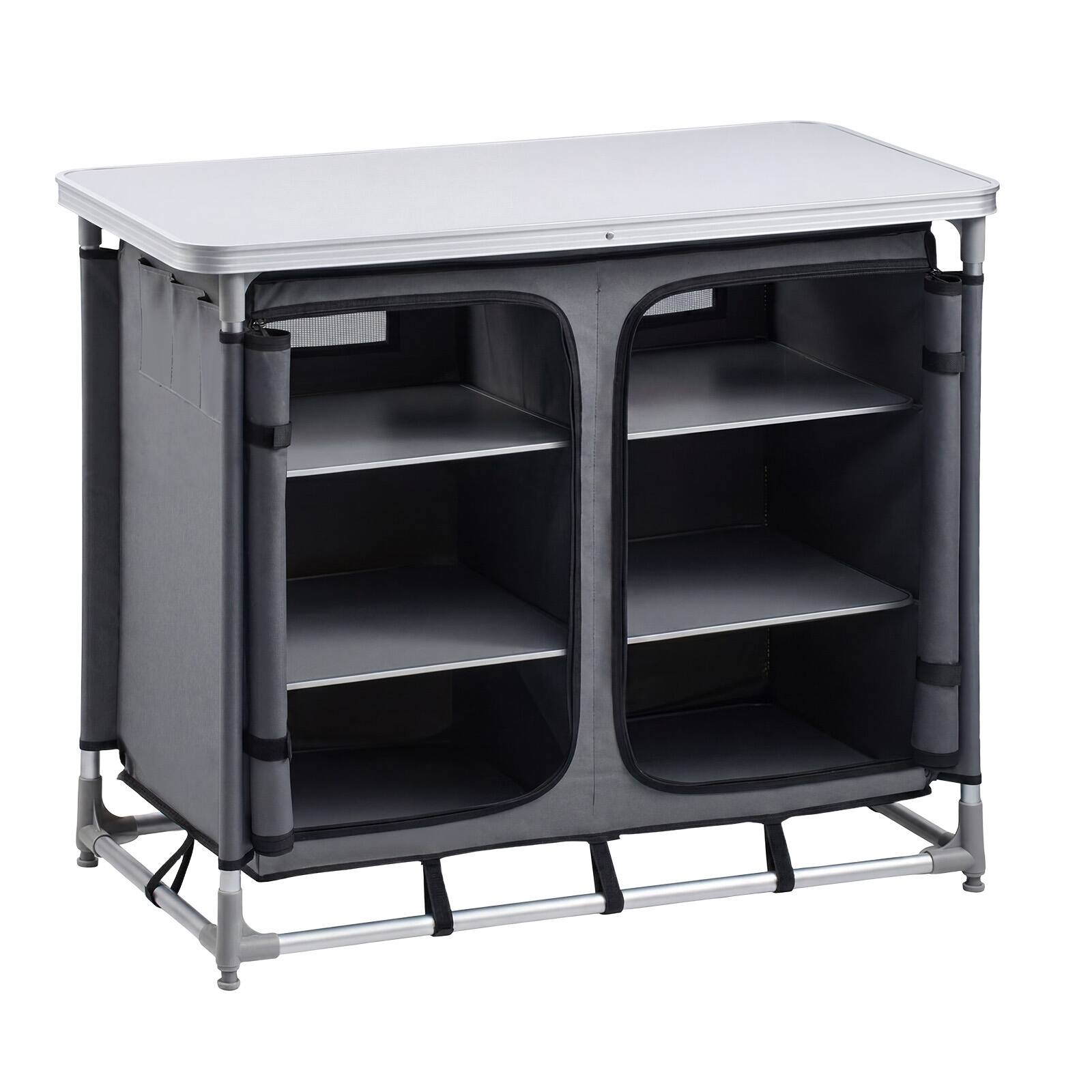 Alt View 5. VEVOR - Camping Storage Cabinet, Outdoor Portable Aluminum Lightweight Table, Quick Set-up Compact Kitchen Cook Station - Grey.
