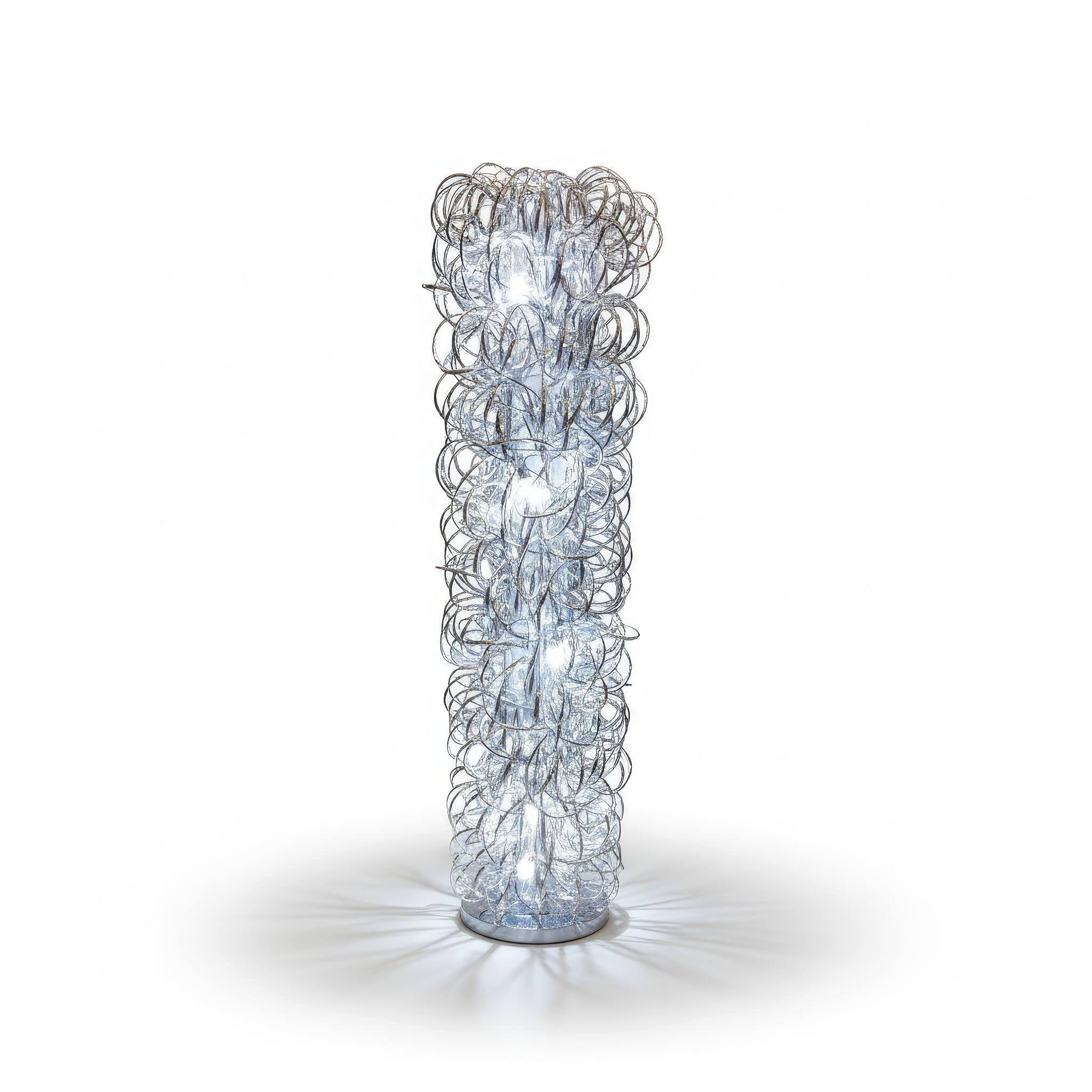 Angle. FC Design - 53"H Artsy LED Aluminum Wire Wrapped Decorative Column Lamp with Chrome Finish Base.