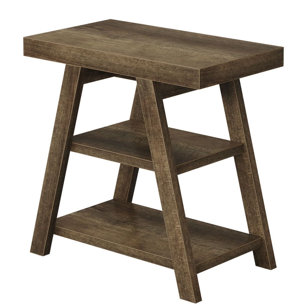 Kadyn - Sofa Side End Table, End Table, Couch Table,Wood End Table, 3-Tier Sofa Side Table with Storage Shelf - Brown