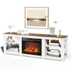 Front. Winado - Fireplace TV Stand Cabinet for up to 70" TVs, Farmhouse Entertainment Center with 23" Remoted Electric Fireplace Heater - White & Brawn wood.