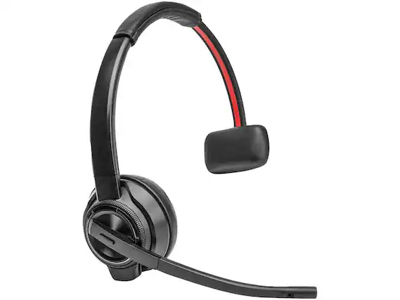 Front. HP - HP Poly Savi 8410 Monaural DECT/Bluetooth Headset, Noise Cancelling, 590.6 ft, 32 Ohm, Over-the-head, Model 8L7E6AA#ABA.