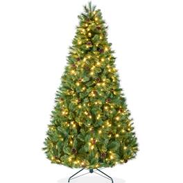Best Choice Products - 7.5ft Pre-Lit Scotch Pine Christmas Tree w/ 1,320 Branch Tips, 450 2-in-1 LED Lights - Green