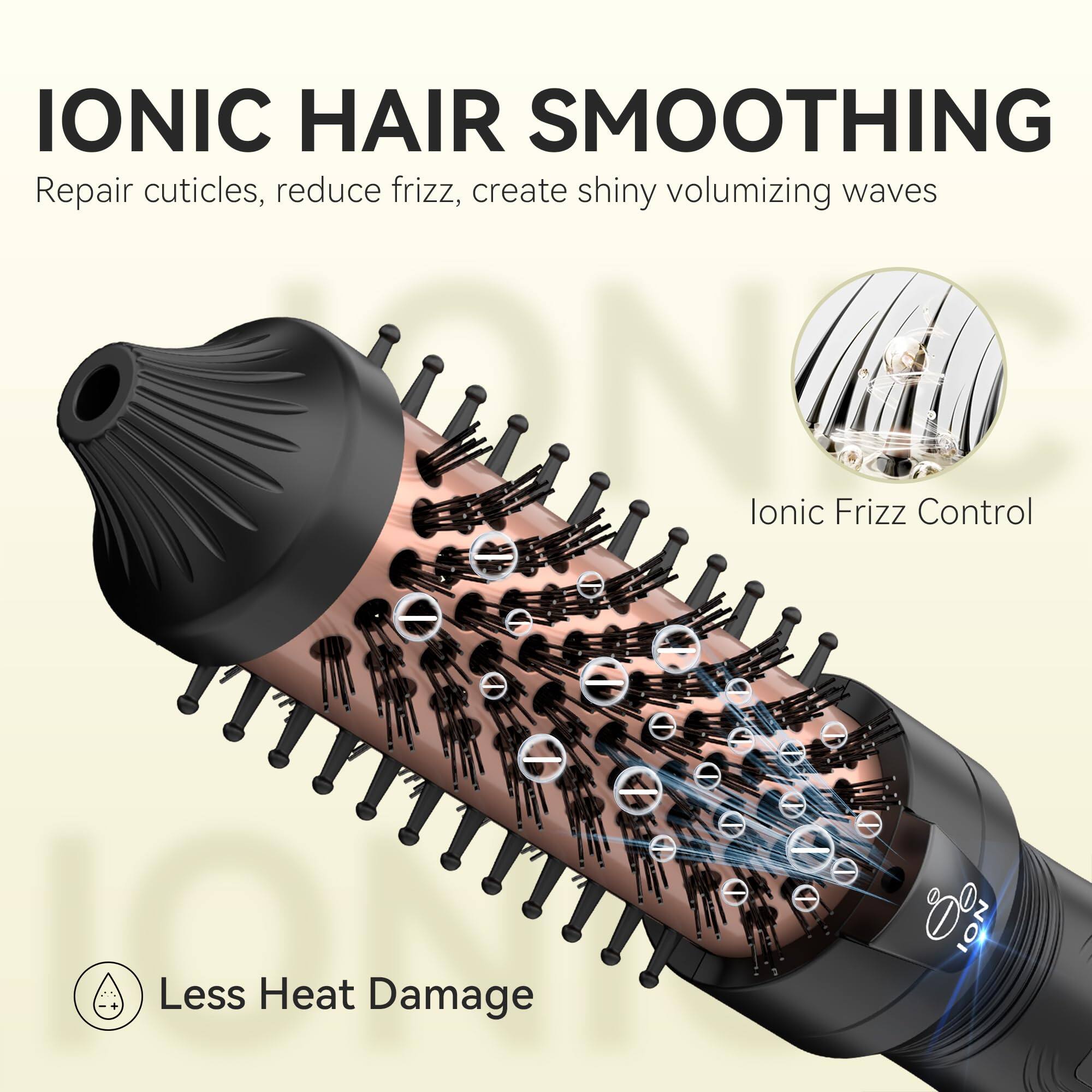 IONIC HAIR SMOOTHING

Repair cuticles, reduce frizz, create shiny volumizing waves

Ionic Frizz Control

Less Heat Damage