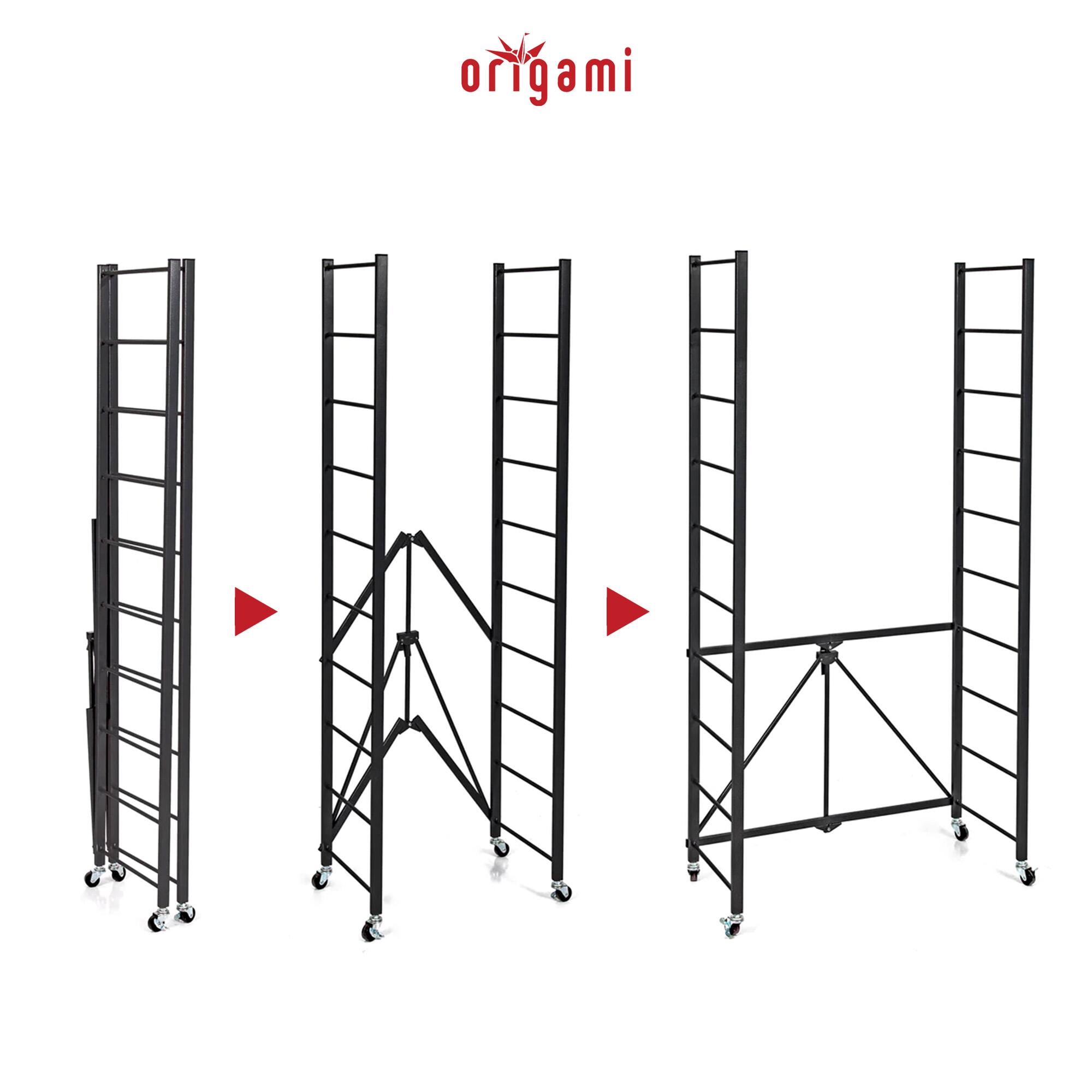 Alt View 4. Origami - Origami R2 Series Folding Steel Storage Rack with Adjustable Shelves, Black - Black.