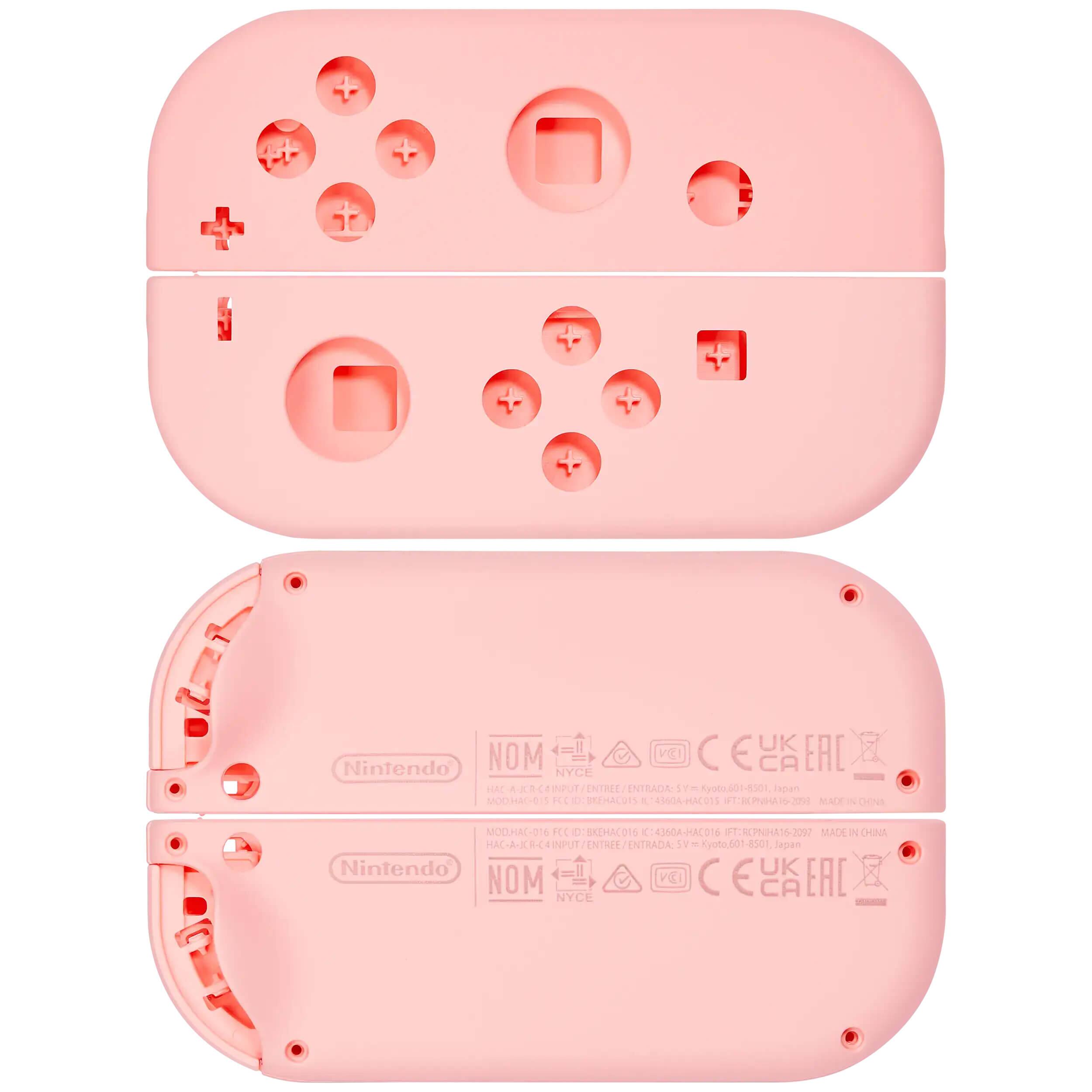 Sure, here is the corrected and grouped text from the image:

---

**Top Section:**

- Nintendo
- NOM
- HAC-A-KR-C
- MODHAC016
- HAC-A-KR-C
- INPUT/ENTREE/ENTRADA 5V = Kyoto.601-8501 Japan
- MADE IN CHINA
- FC ID: BEMH016 IC: 43004-HAC016 FET: RPNHA16201
- MADE IN CHINA
- INPUT/ENTREE/ENTRADA 5V = Kyoto.601-8501 Japan

**Bottom Section:**

- Nintendo
- NOM
- HAC-A-KR-C
- MODHAC016
- HAC-A-KR-C
- INPUT/ENTREE/ENTRADA 5V = Kyoto.601-8501 Japan
- MADE IN CHINA
- FC ID: BEMH016 IC: 43004-HAC016 FET: RPNHA16201
- MADE IN CHINA
- INPUT/