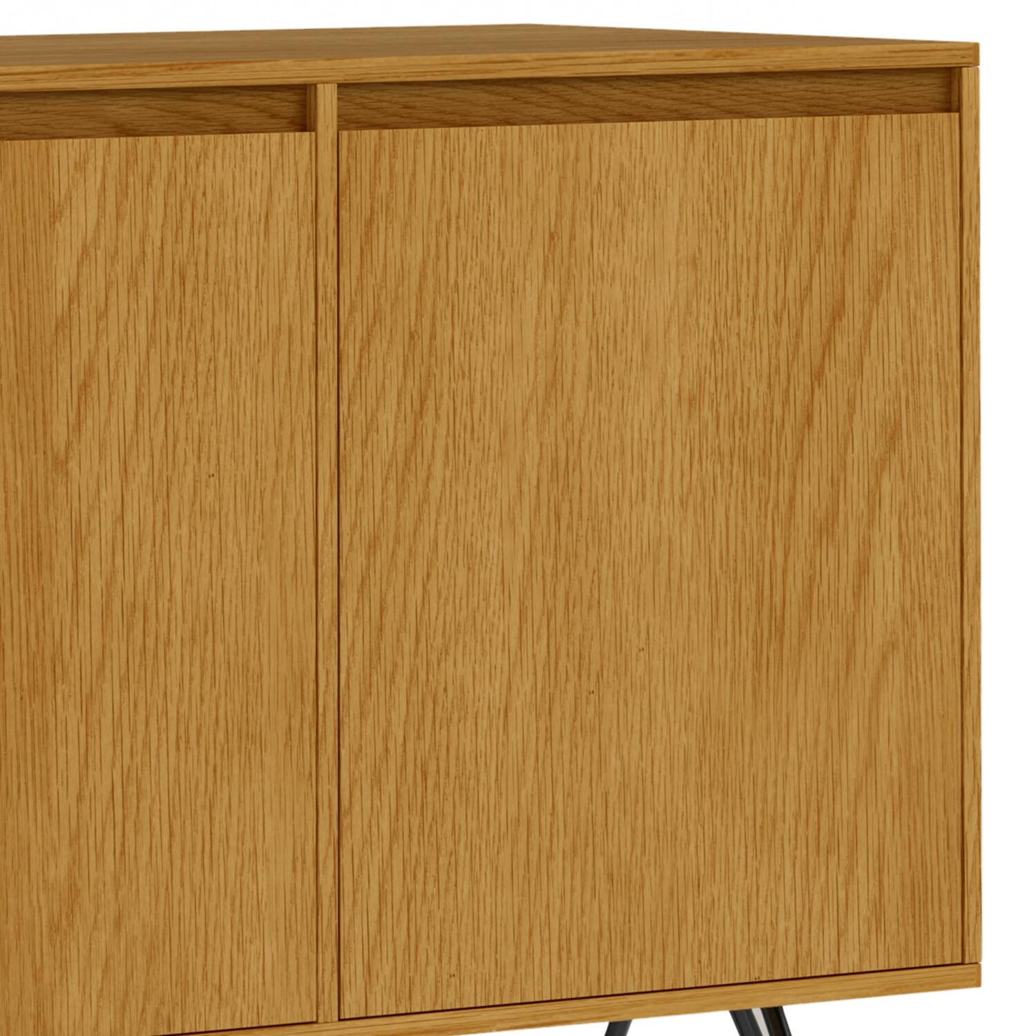 Alt View 6. Simpli Home - Hunter 3 Door Sideboard Buffet in Oak Veneer - Oak Veneer.