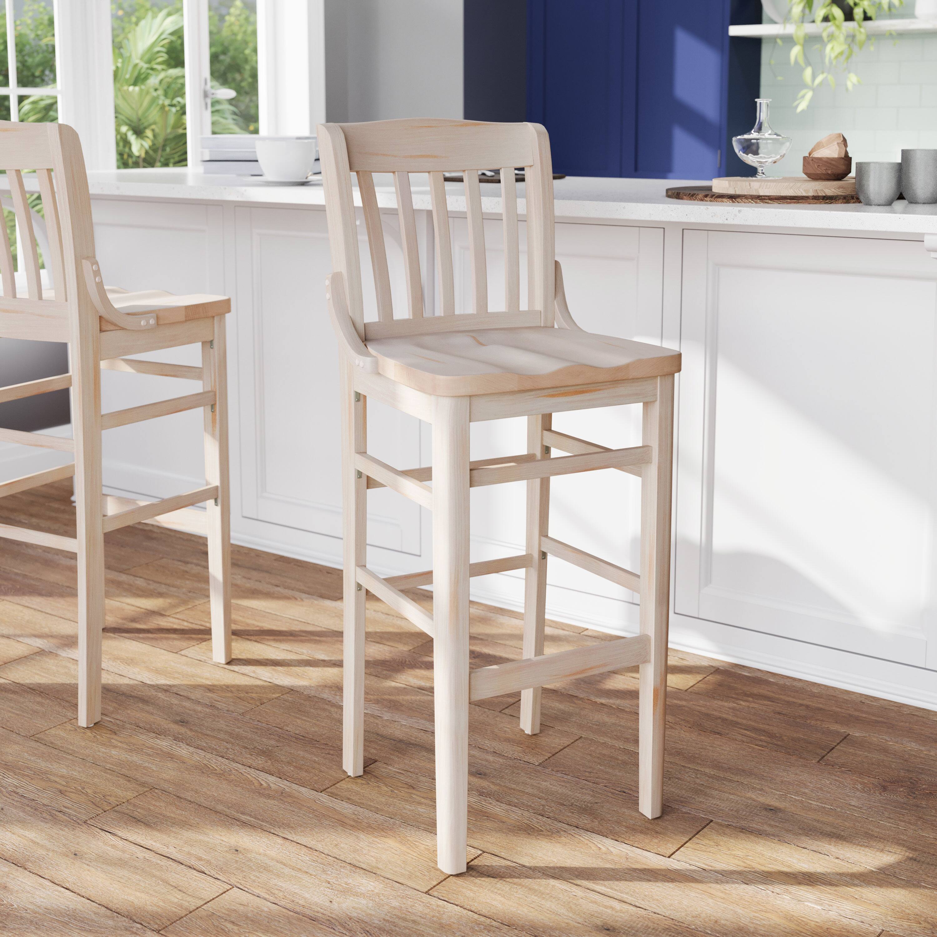 Alt View 2. Flash Furniture - HERCULES School House Back Antique White Wood Restaurant Barstool - White.