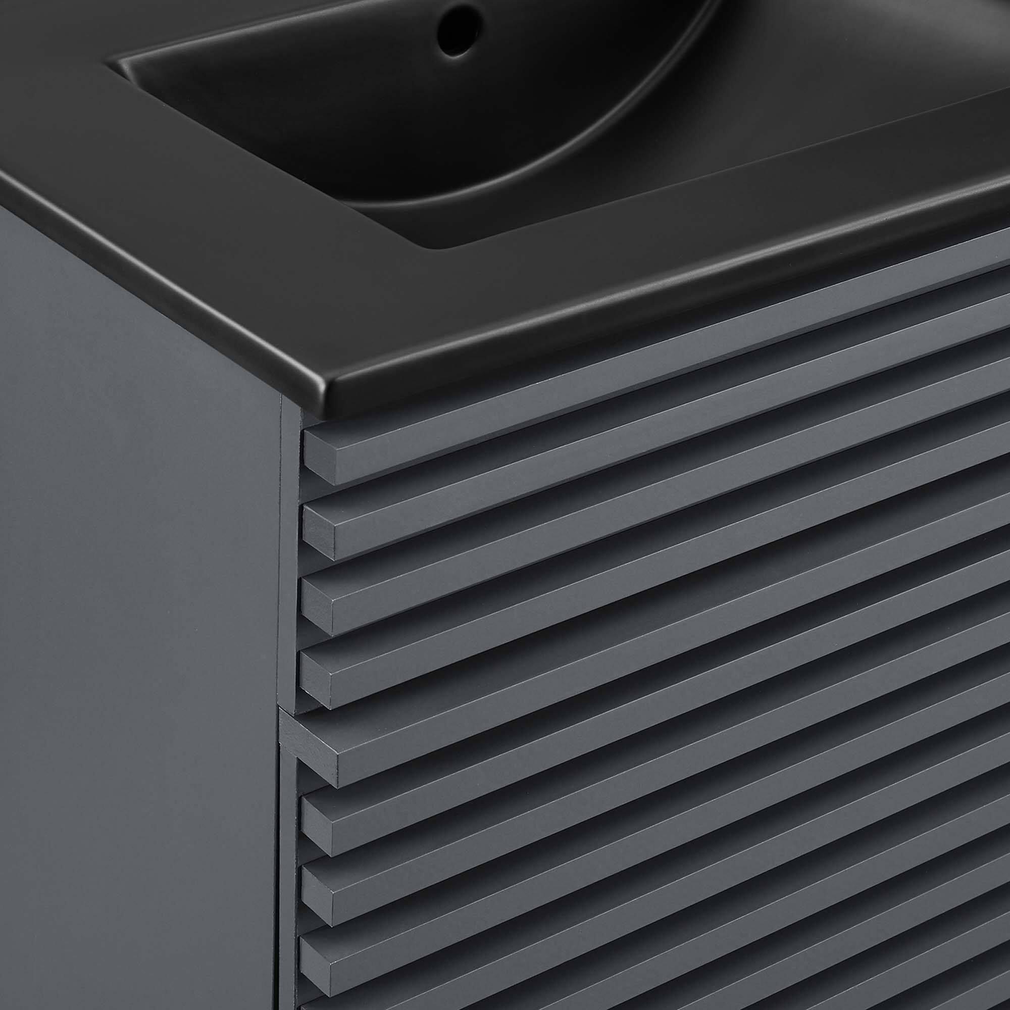 Alt View 7. Modway - Render 48" Bathroom  Vanity with Black Basin Included - Gray Black.