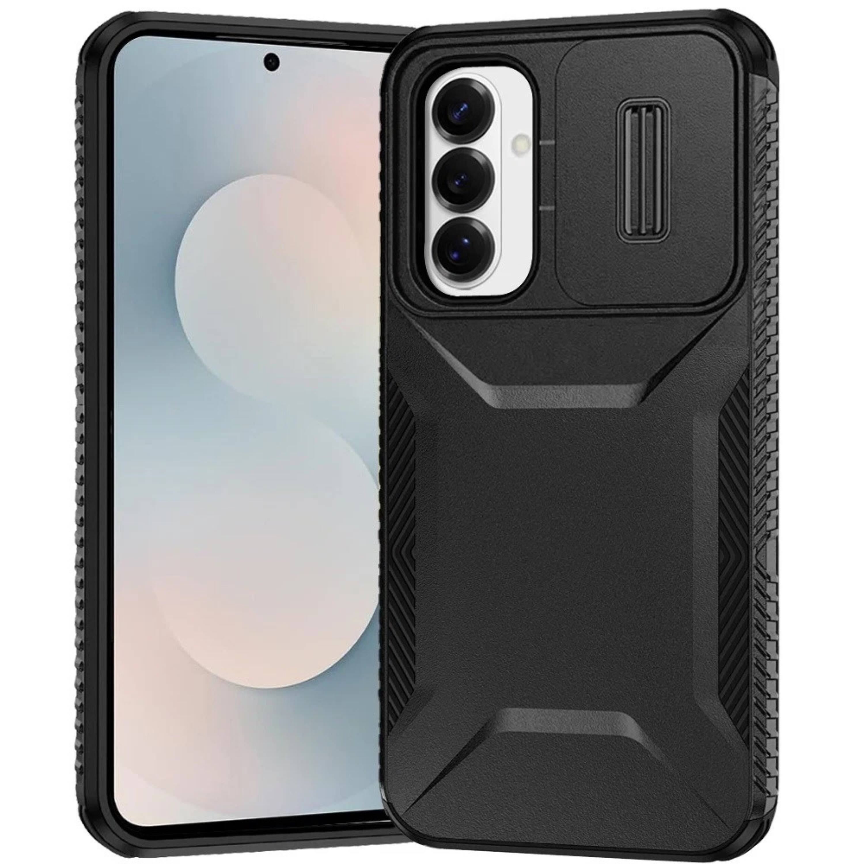 Front. Kitcheniva - Rugged Side Grip Phone Case With Sliding Lens Cover For Samsung Galaxy S26 Plus Black - Black.