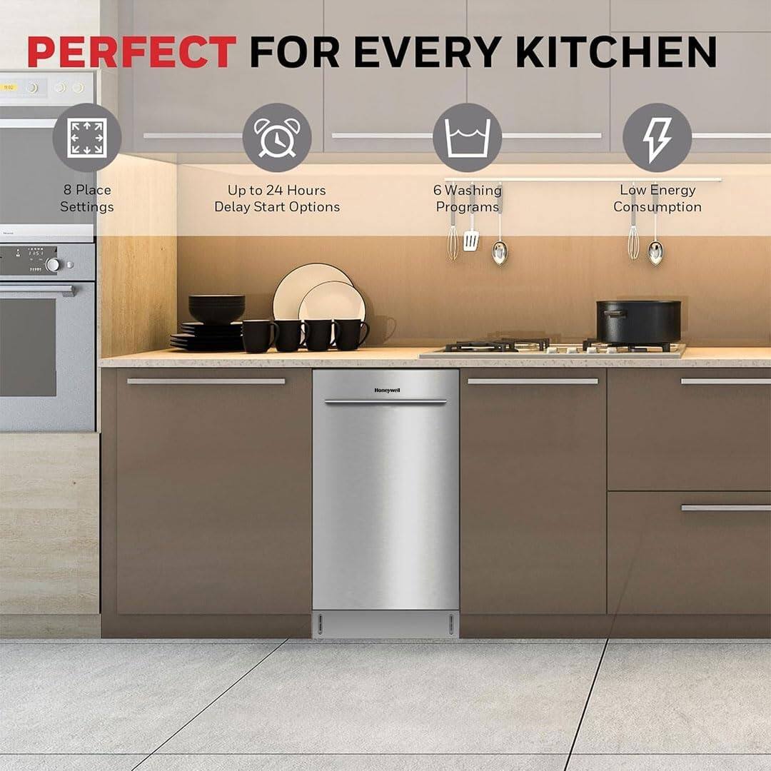 PERFECT FOR EVERY KITCHEN

- 8 Place Settings
- Up to 24 Hours Delay Start Options
- 6 Washing Programs
- Low Energy Consumption