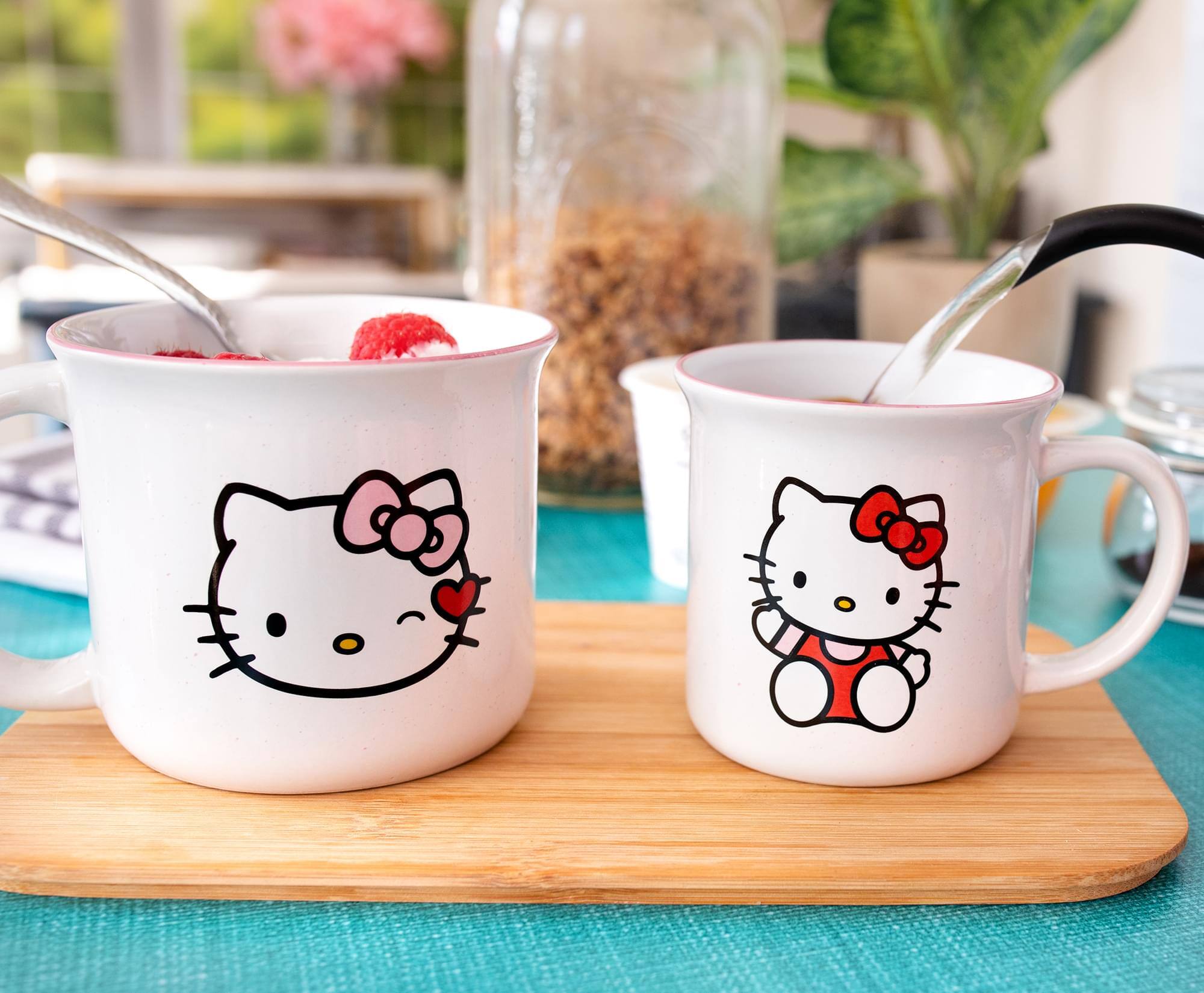Alt View 2. Silver Buffalo - Hello Kitty 9 and 16 Ounce Ceramic Camper Mug Set of 2 - Red.