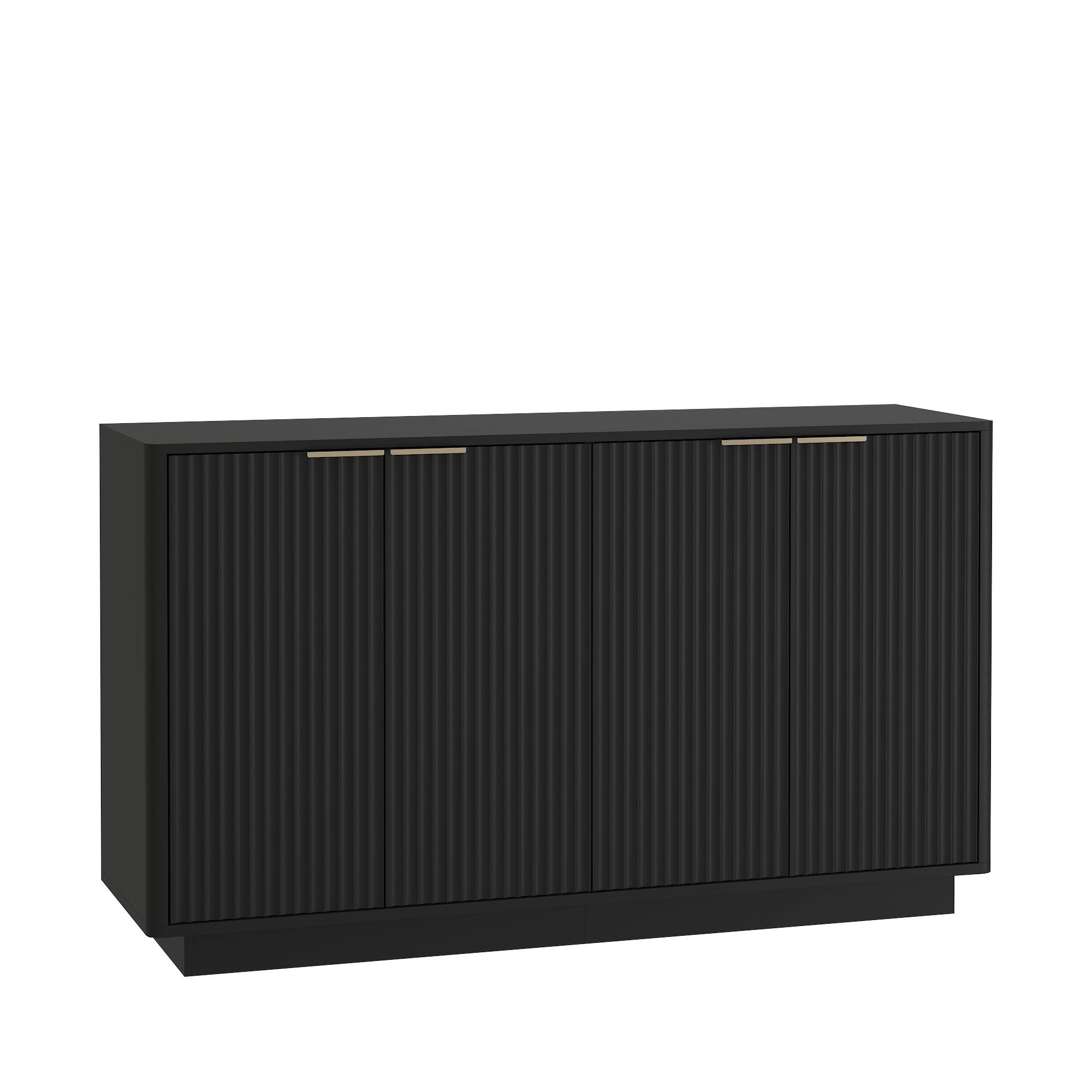 Alt View 2. Z-Edge - 55.1" Buffet Cabinet with Storage, Fluted Sideboard Buffet Cabinet with Adjustable Shelves and 4 Doors for Living Room - Black.
