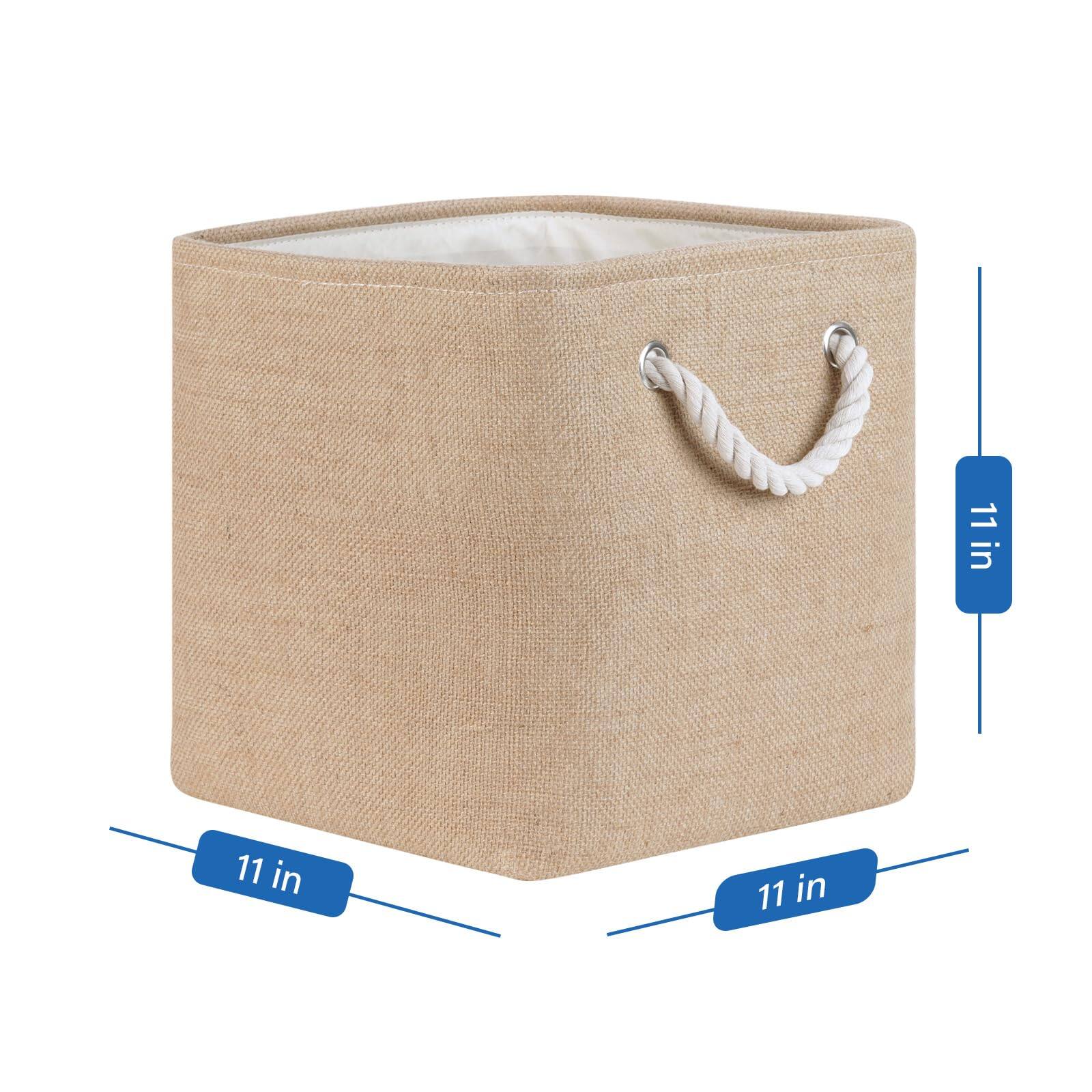 Alt View 2. Dapper Styles - Cube Storage Bins Fabric Baskets Collapsible Cubes For Gift Empty Organizer Cloth Basket Shelves linen - white&green-12"L x 12"W x 12"H.