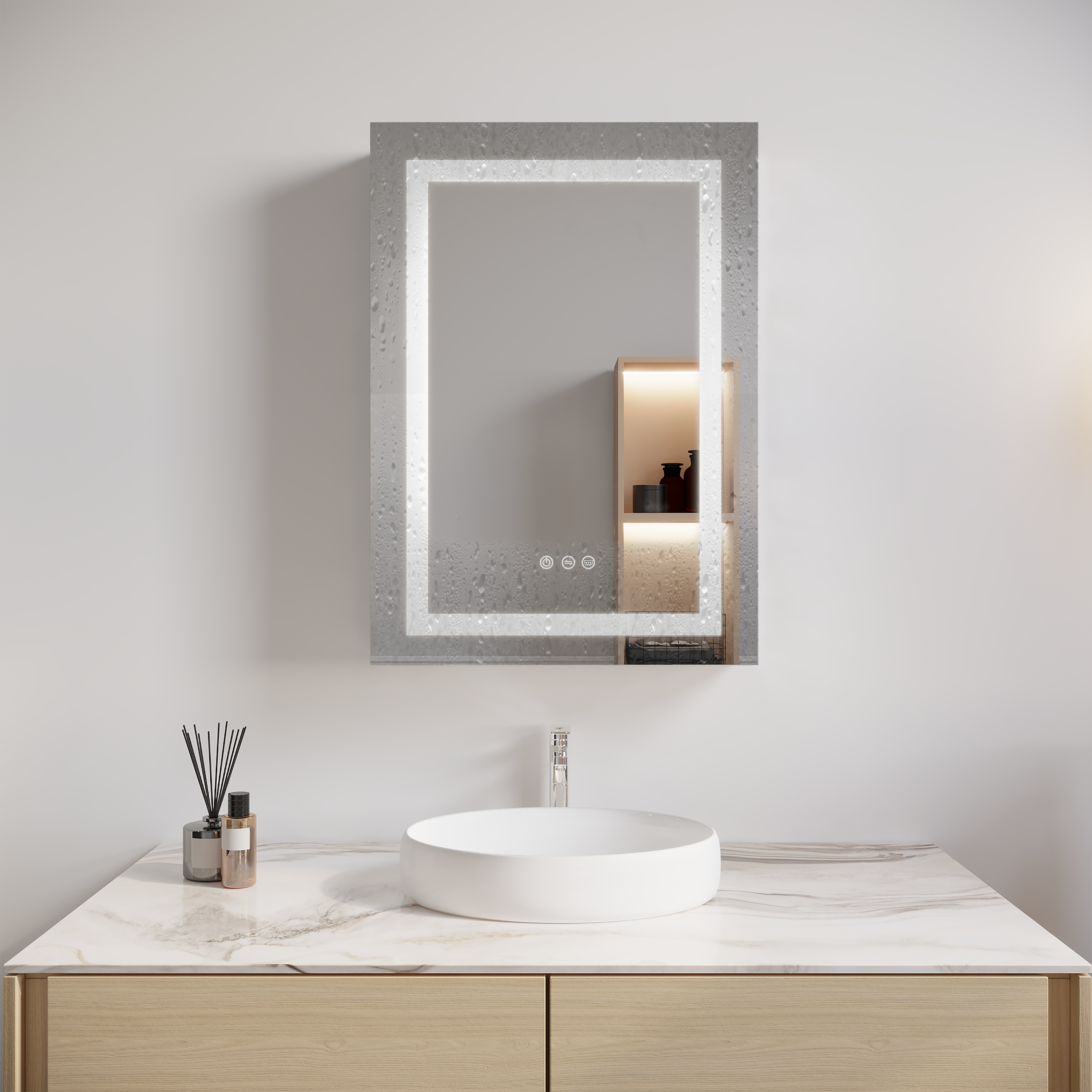 Alt View 9. Boyel Living - 26x20 Inch Bathroom Medicine Cabinet with LED Mirror Single Door Left Open Anti Fog Waterproof - Silver.