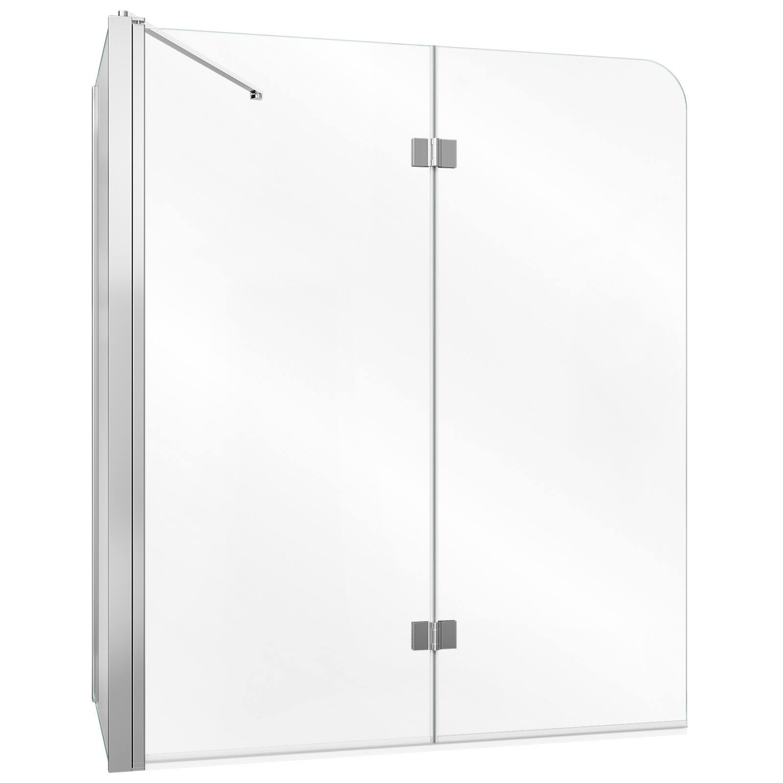 Alt View 5. VEVOR - Bathtub Shower Door 27.5"/47"W x 55"H Semi-Frameless Bi-Fold Tub Door,1/4" Clear Tempered Glass, Easy-Clean Nano Coating - Bright Silver.