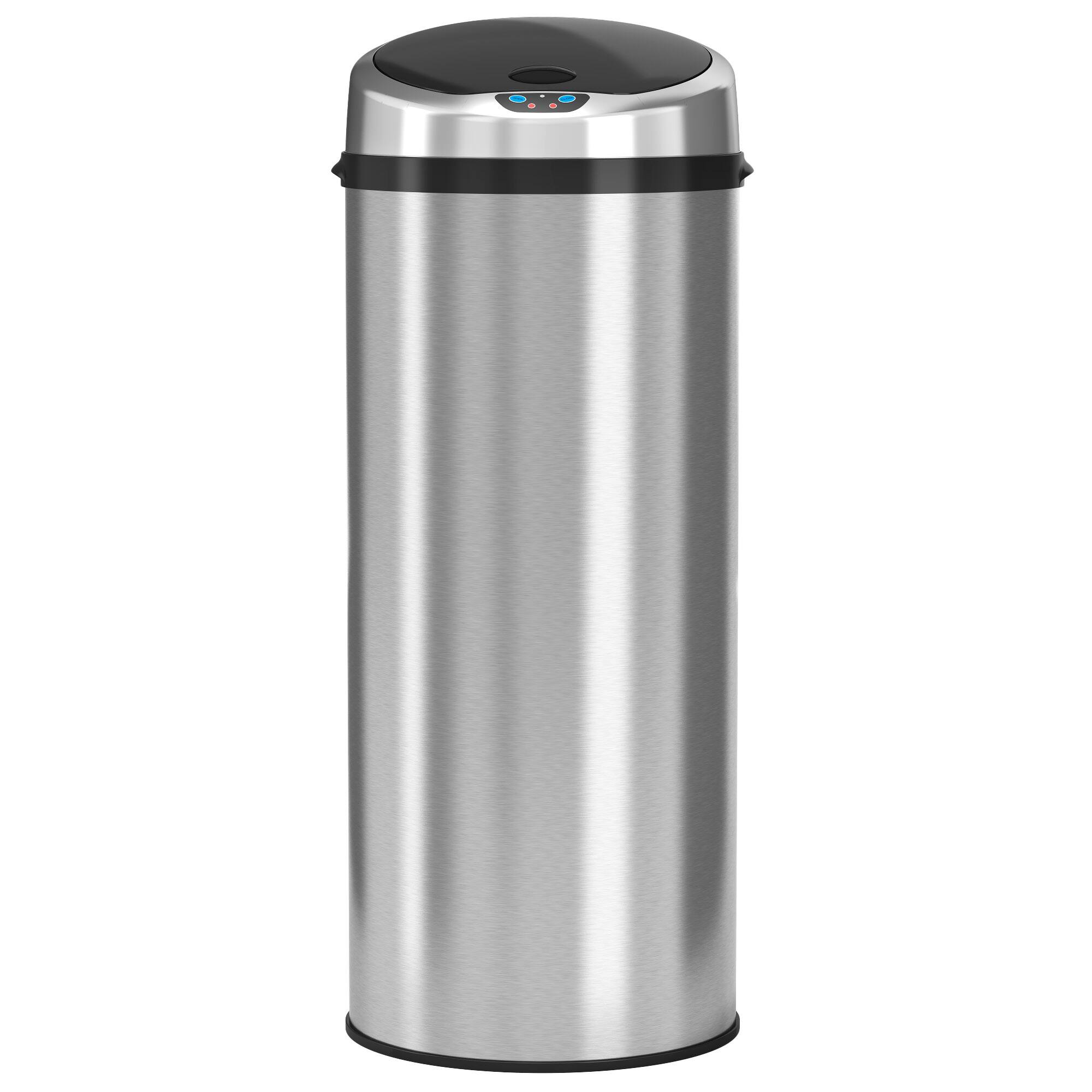 Alt View 13. iTouchless - 13-Gal. Round Touchless Trash Can - Stainless Steel.