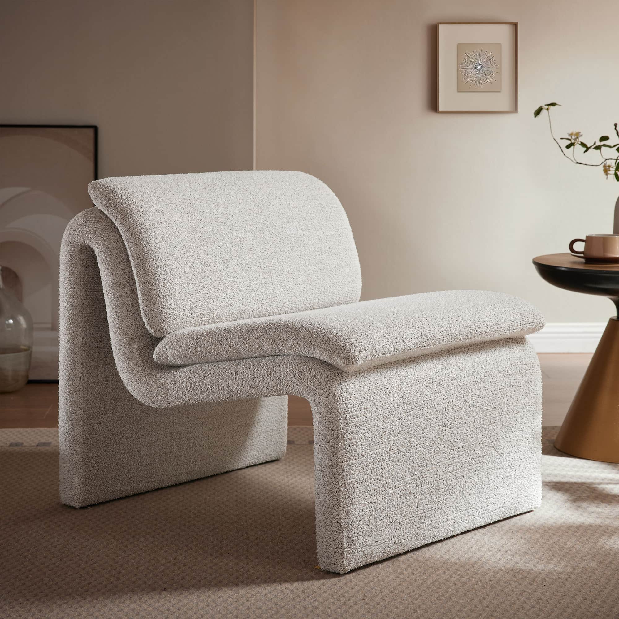 Dune Boucle Upholstered Armless Accent Chair by Modway - Parchment