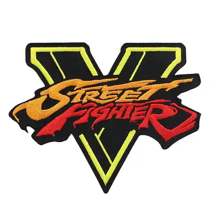 Front. Nerd Block - Street Fighter V Fabric Patch - Orange.