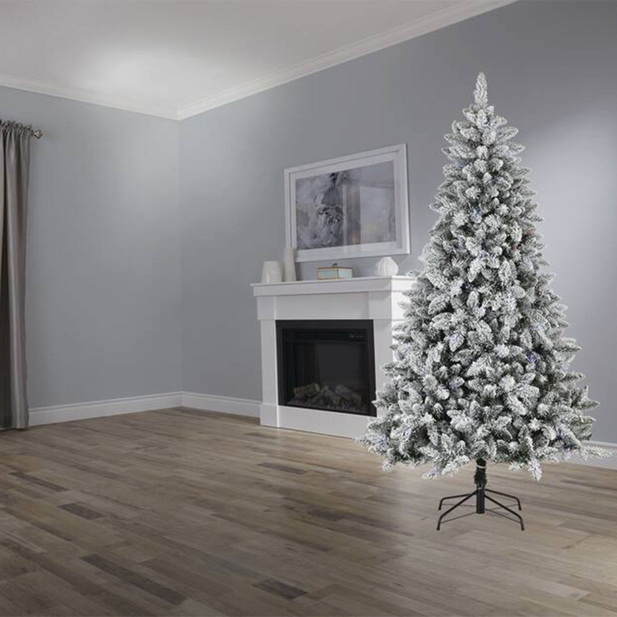 Alt View 3. NOMA - NOMA Cypress 7 ft White Multi-Color LED Pre-Lit Flocked Artificial Christmas Tree - Multicolor.