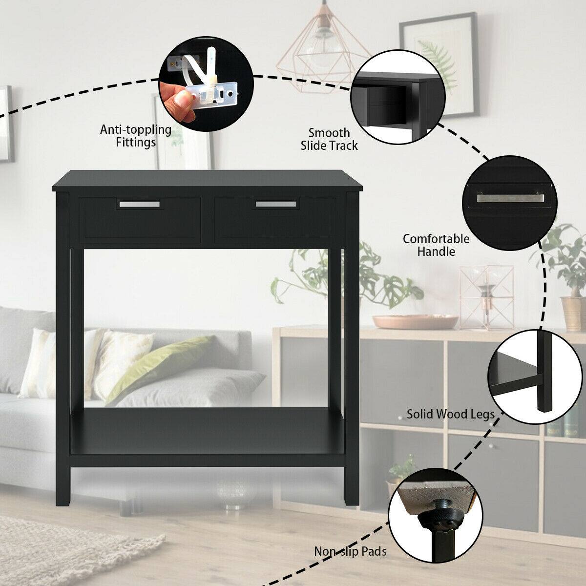 - Anti-toppling Fittings
- Smooth Slide Track
- Comfortable Handle
- Solid Wood Legs
- Non-slip Pads