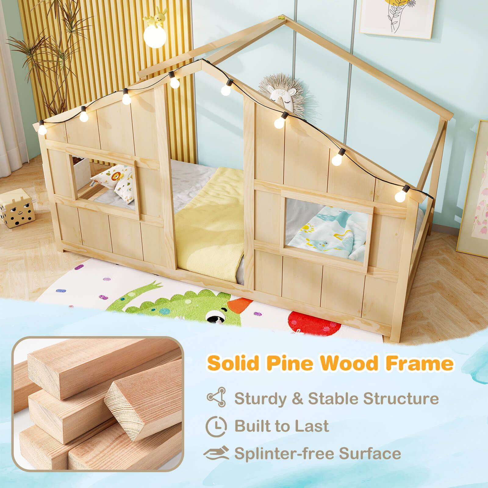 Solid Pine Wood Frame  
Sturdy & Stable Structure  
Built to Last  
Splinter-free Surface