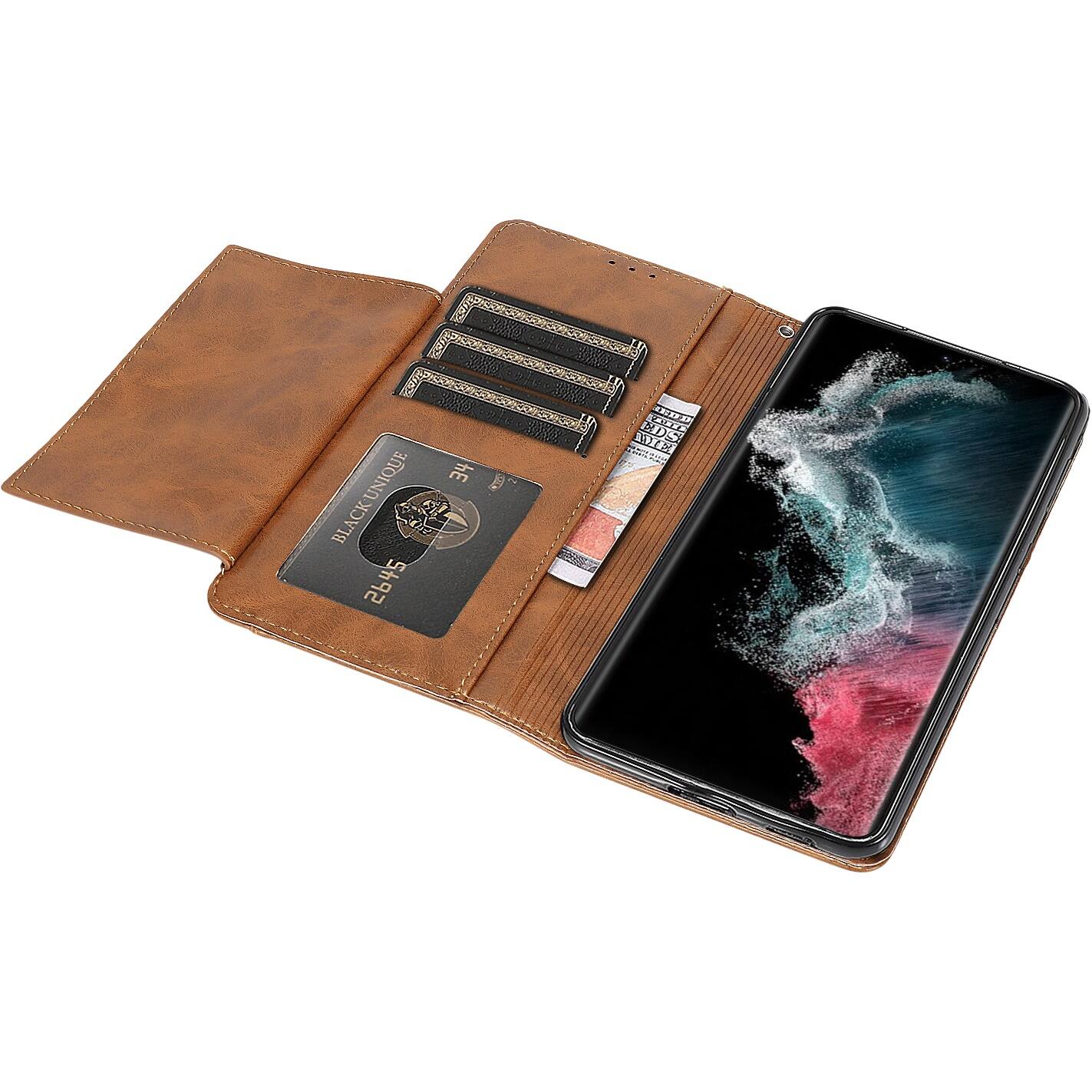 Alt View 14. SaharaCase - Folio Wallet Case for Samsung Galaxy S22 - Brown.