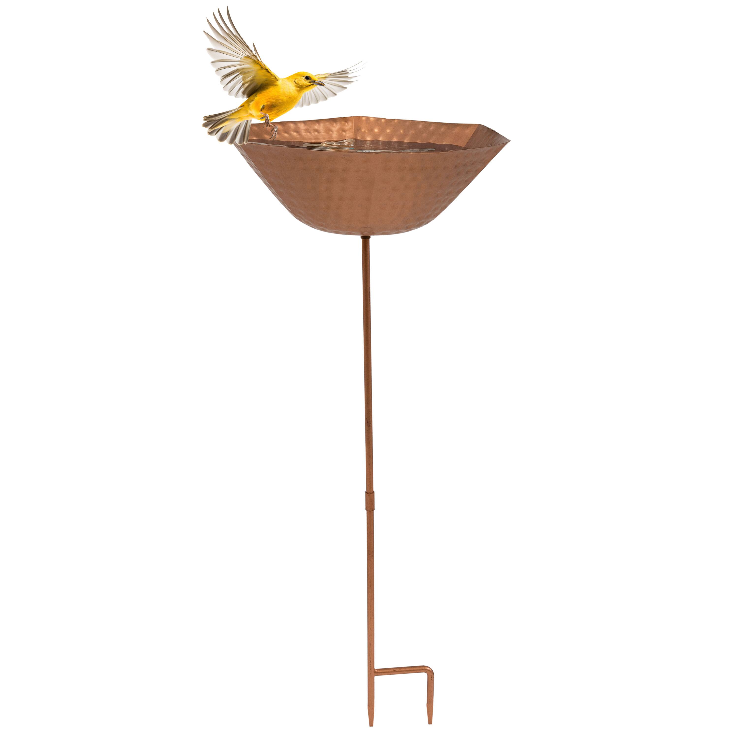 Alt View 9. Sunnydaze - Staked Metal Bird Bath with UV-Resistant Finish - 34" - Copper.