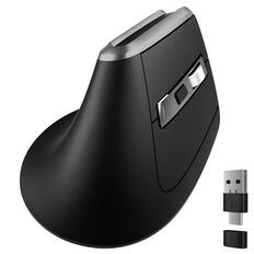 Front. Delton - Delton S20 Ergonomic Vertical Wireless Mouse, Bluetooth & 2.4GHz (DMS20-WB) - Black.